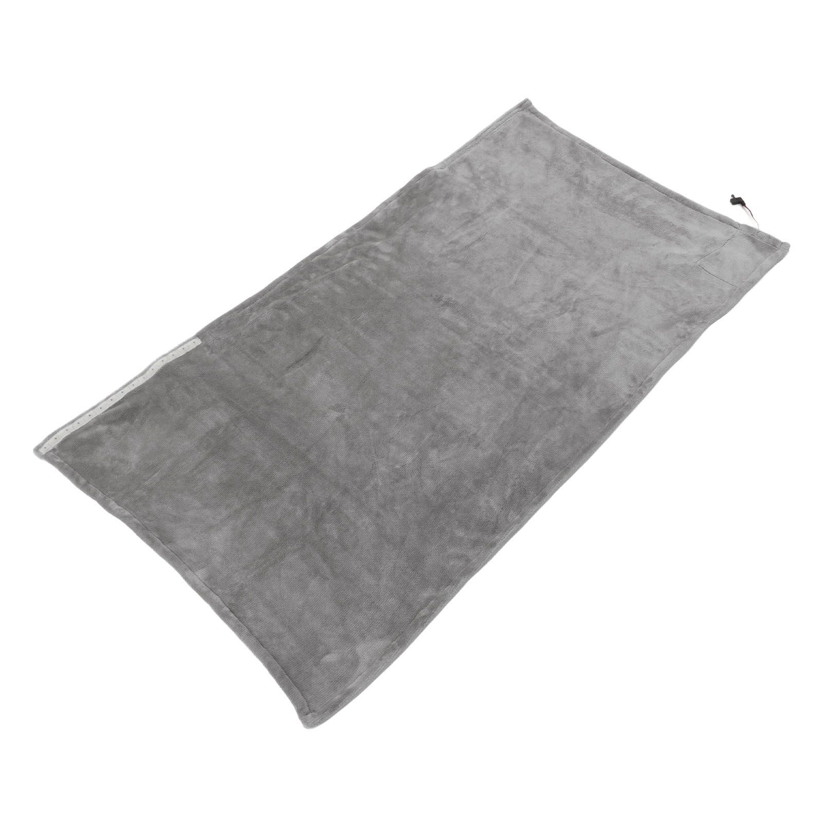 USB Electric Blanket Cozy Soft Portable Temperature Control Machine Washable Heated Shawl Throws for Car Home Travel Light Grey - Image 5