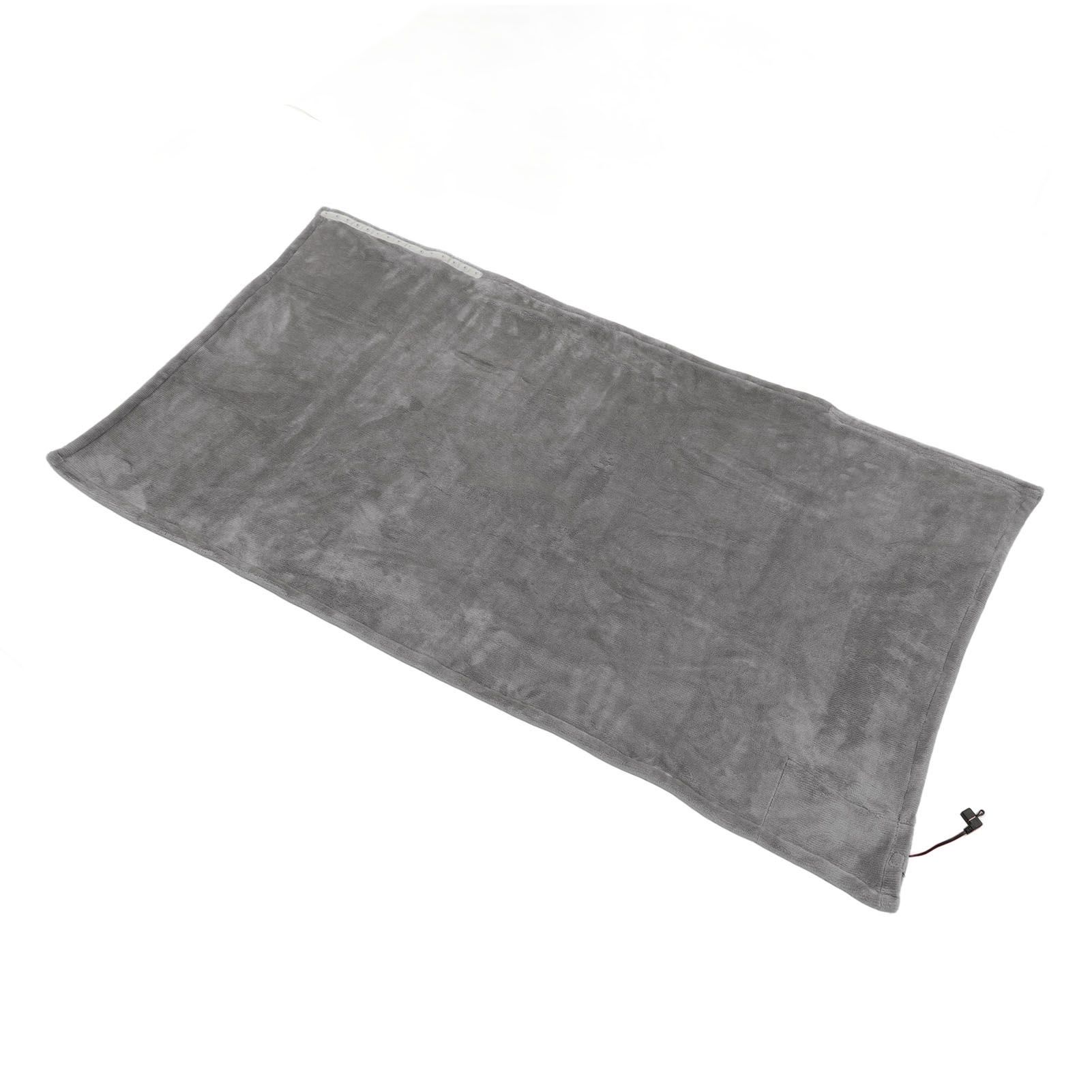 USB Electric Blanket Cozy Soft Portable Temperature Control Machine Washable Heated Shawl Throws for Car Home Travel Light Grey - Image 7