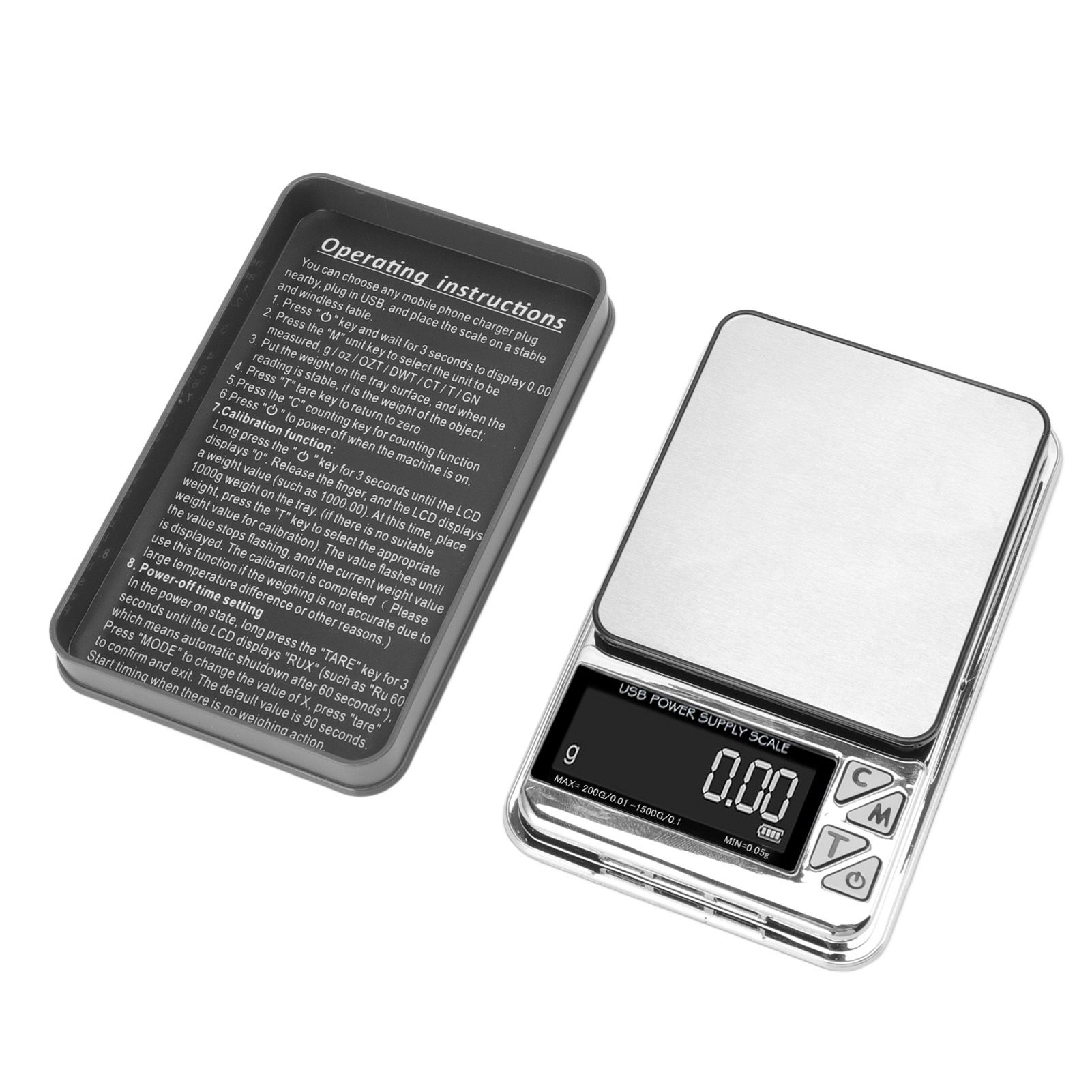 Home Digital Kitchen Scale 200g/0.01g‑1500g/0.1 High Accuracy USB Rechargeable Stainless Steel Jewelry Scale for Food - Image 8