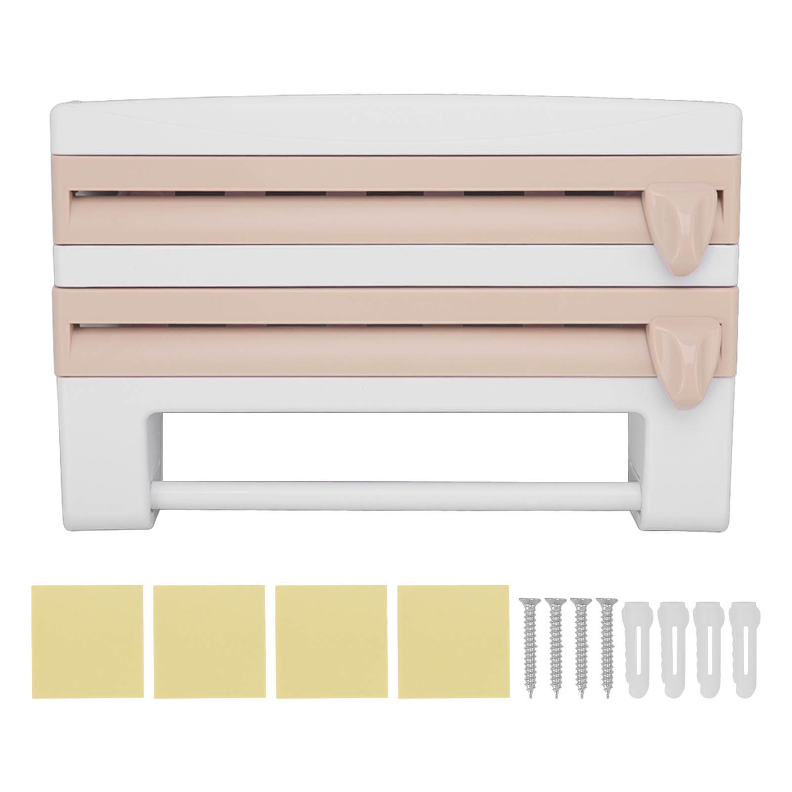 Cling Film Holder Wall Mount Multifunctional Cling Film Cutter with Screws for Kitchen Khaki - Image 1