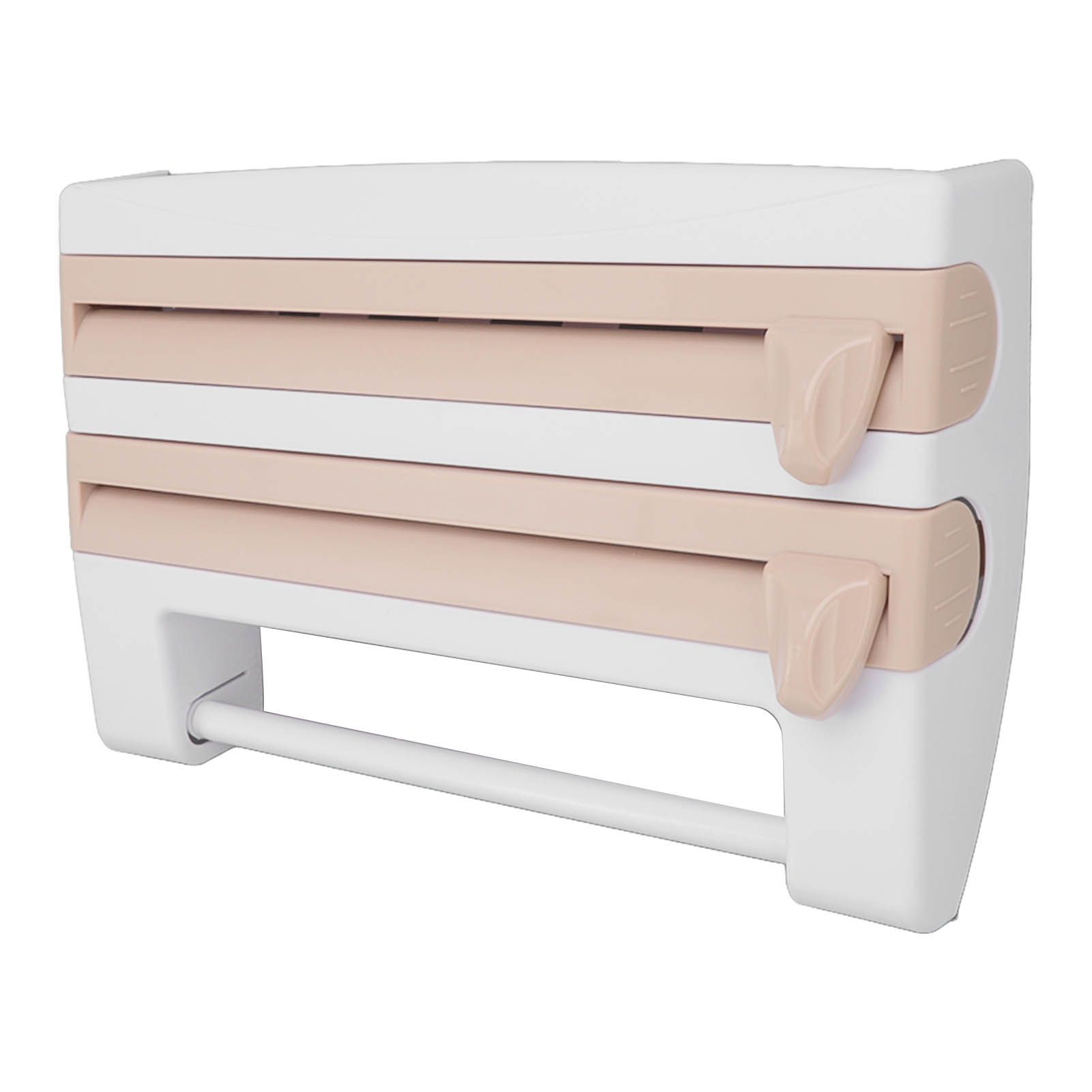 Cling Film Holder Wall Mount Multifunctional Cling Film Cutter with Screws for Kitchen Khaki - Image 2