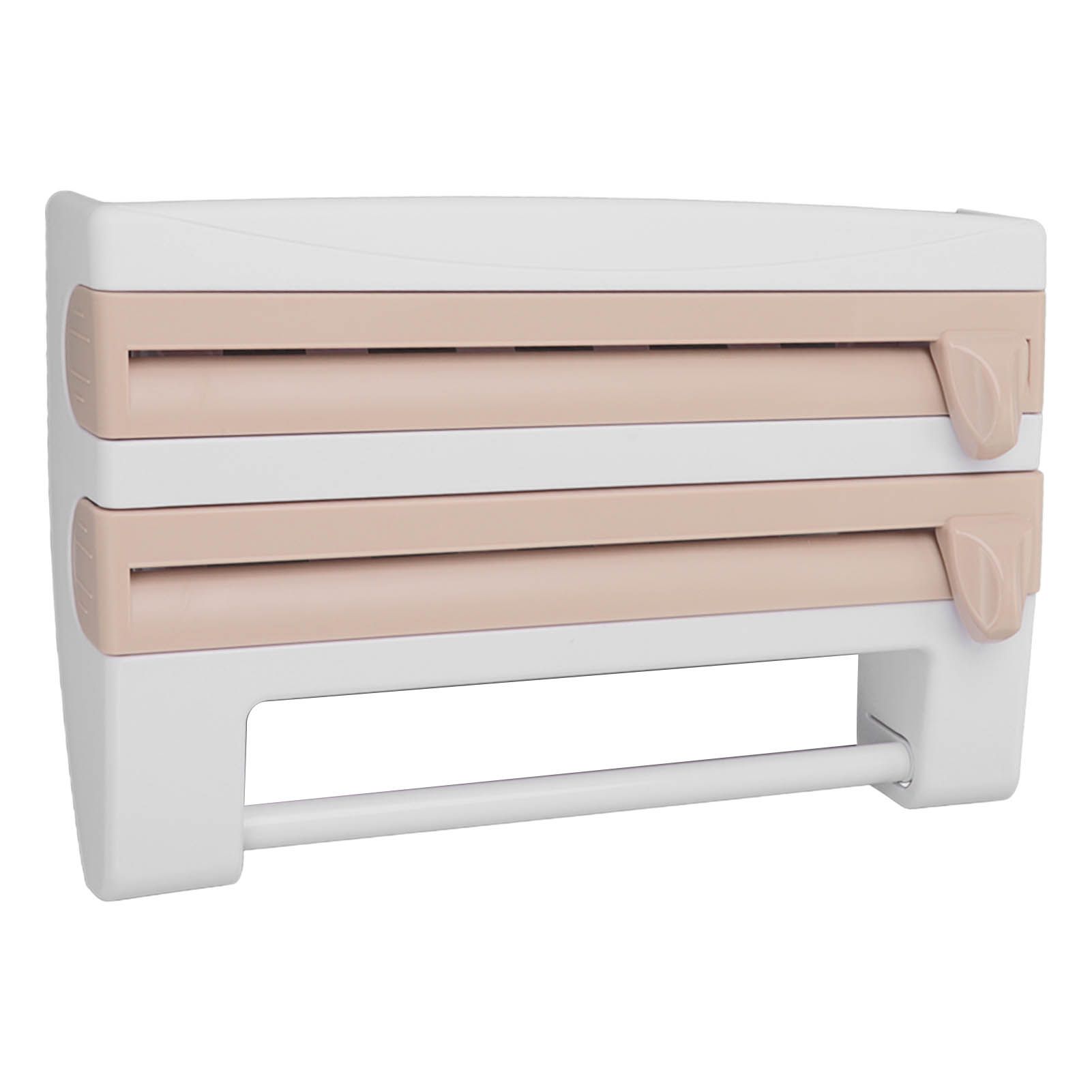 Cling Film Holder Wall Mount Multifunctional Cling Film Cutter with Screws for Kitchen Khaki - Image 3
