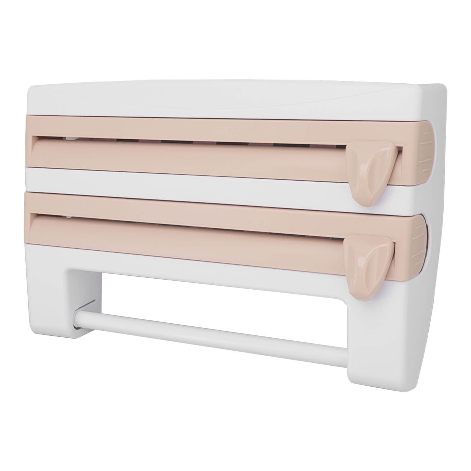 Cling Film Holder Wall Mount Multifunctional Cling Film Cutter with Screws for Kitchen Khaki - Image 5