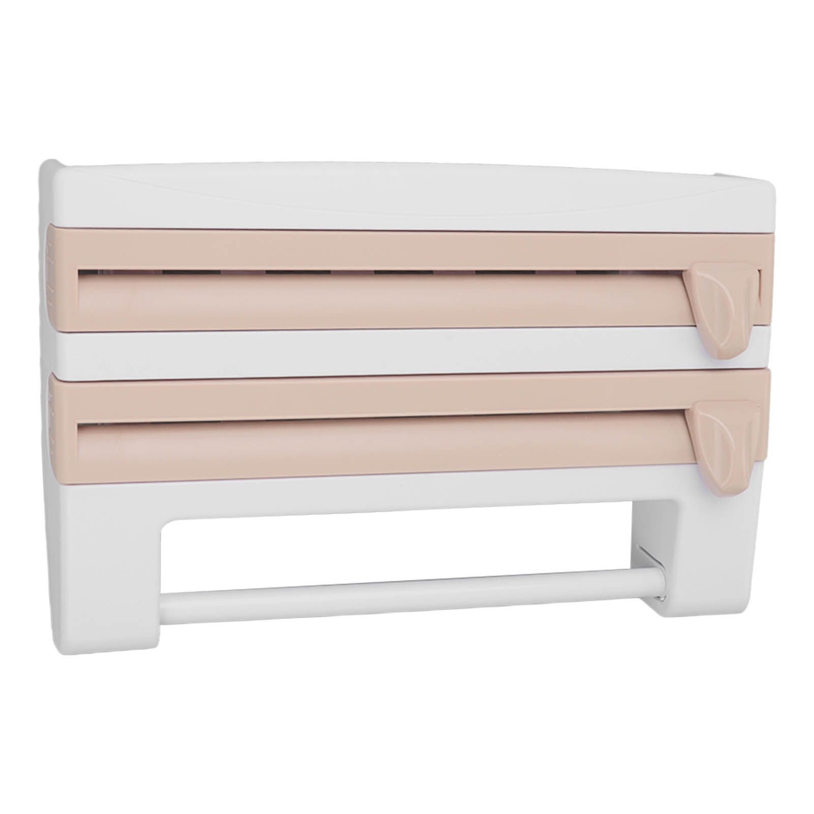 Cling Film Holder Wall Mount Multifunctional Cling Film Cutter with Screws for Kitchen Khaki - Image 6