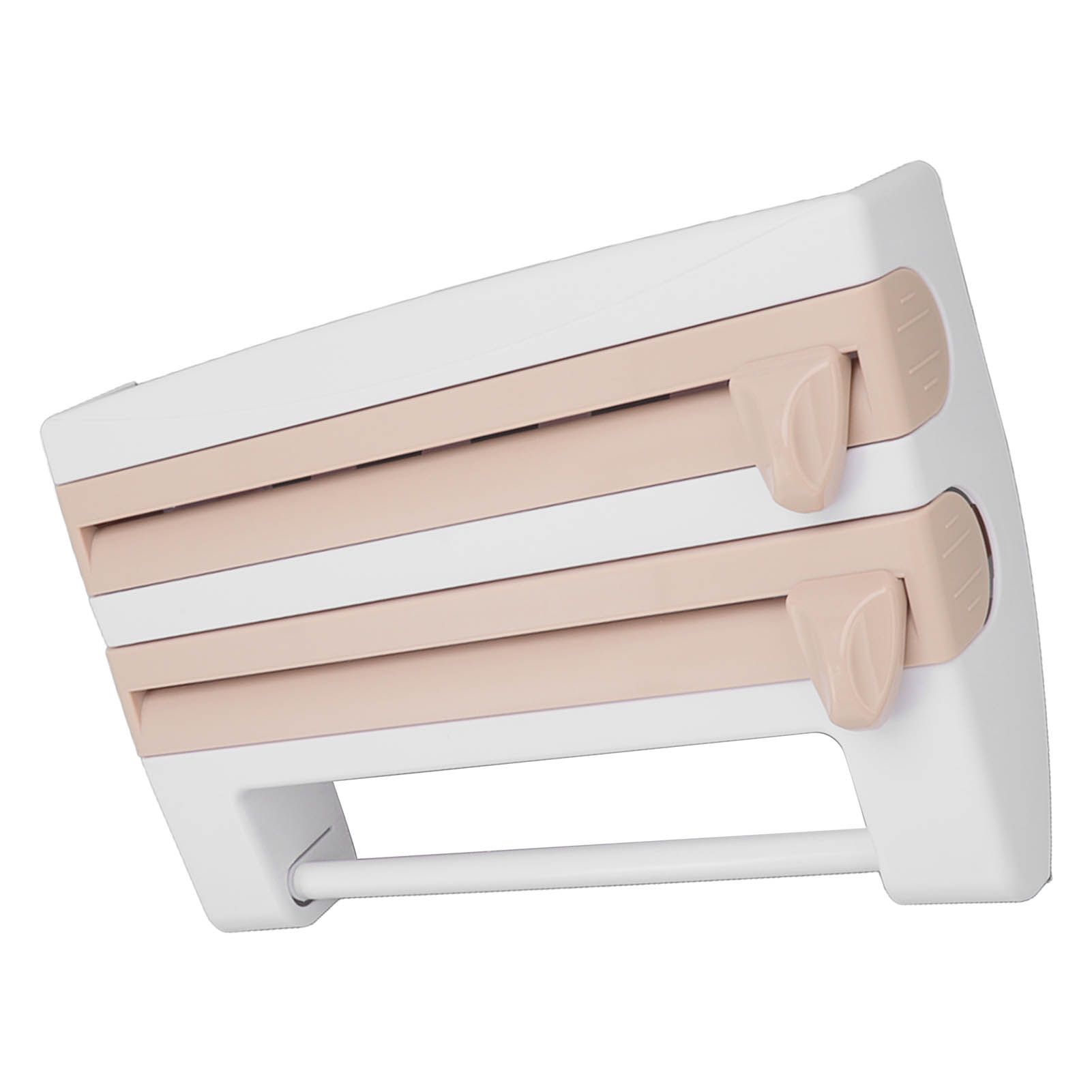 Cling Film Holder Wall Mount Multifunctional Cling Film Cutter with Screws for Kitchen Khaki - Image 7