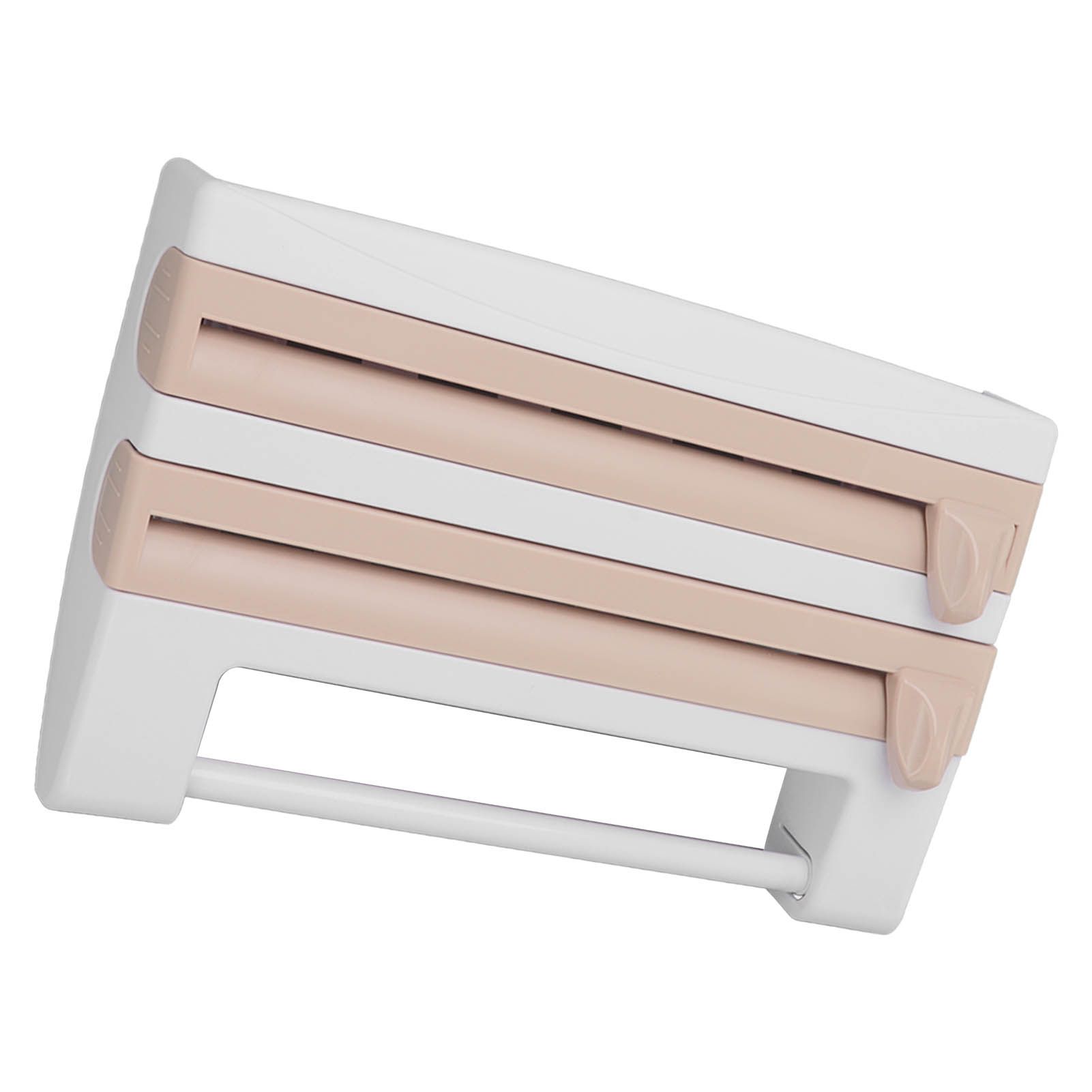 Cling Film Holder Wall Mount Multifunctional Cling Film Cutter with Screws for Kitchen Khaki - Image 8