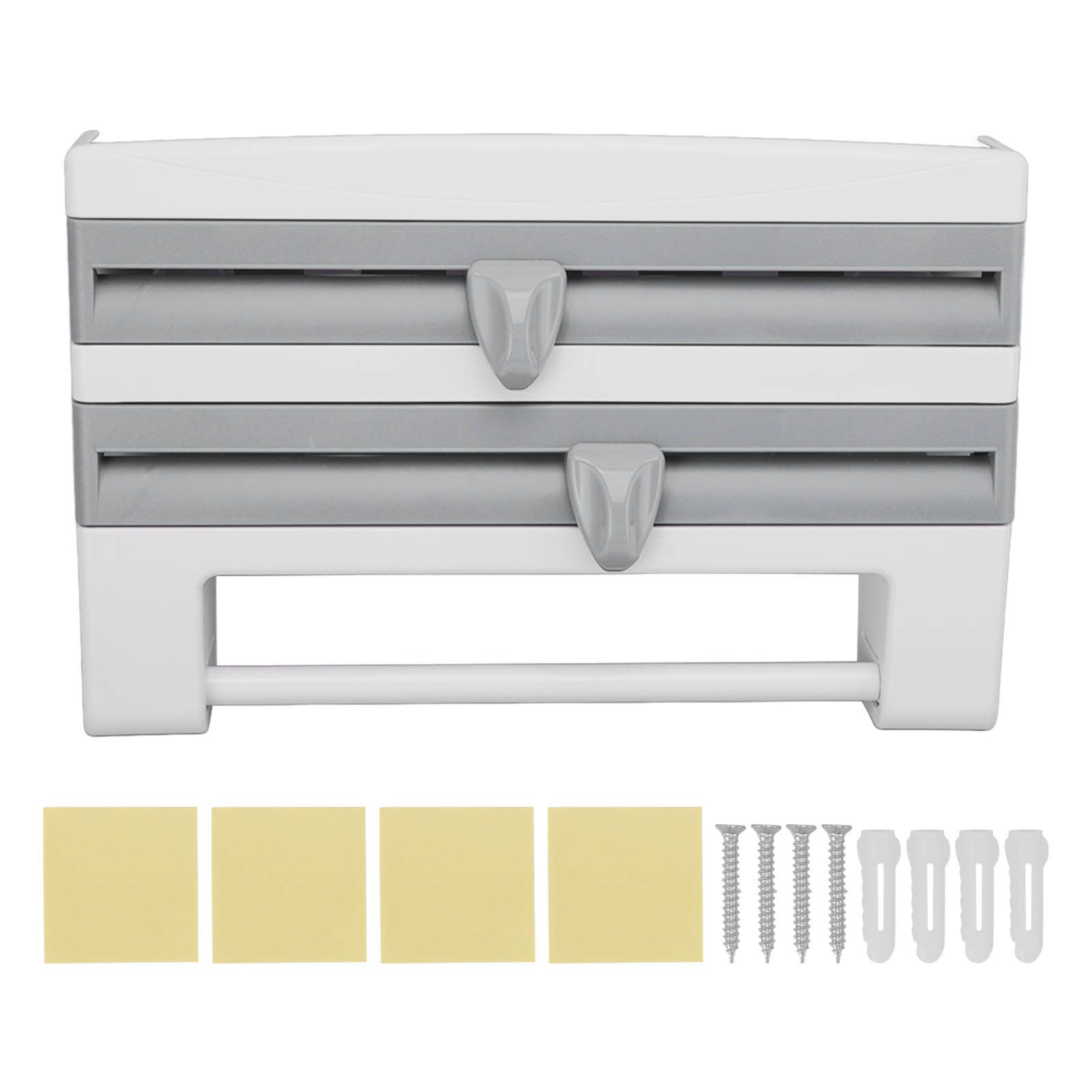 Cling Film Holder Wall Mount Multifunctional Cling Film Cutter with Screws for Kitchen Grey Blue - Image 1