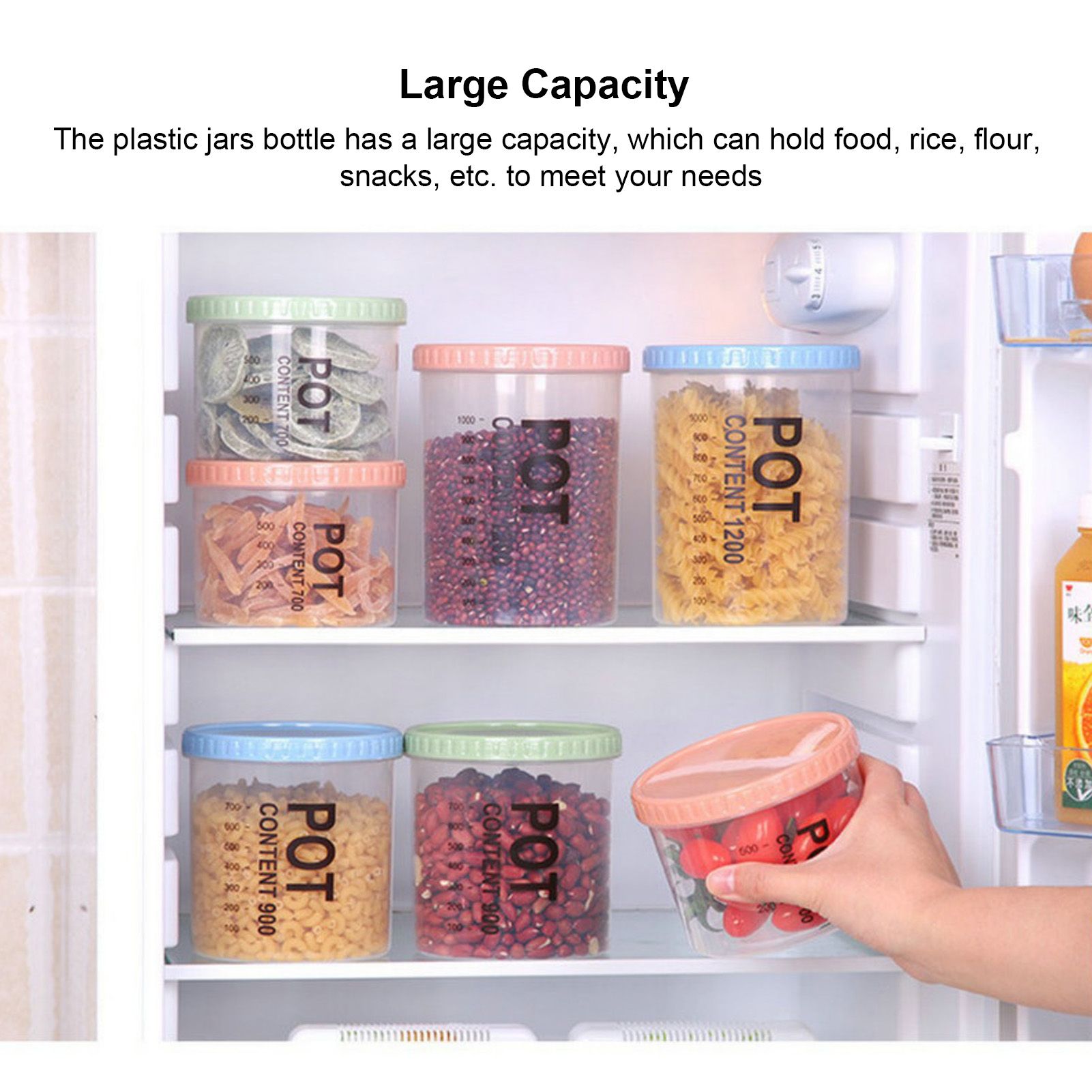 Storage Jars Plastic Material Stackable Transparent Body Large Capacity Rotatable Sealing Cover Airtight Jars with Lids Large Color Random - Image 5