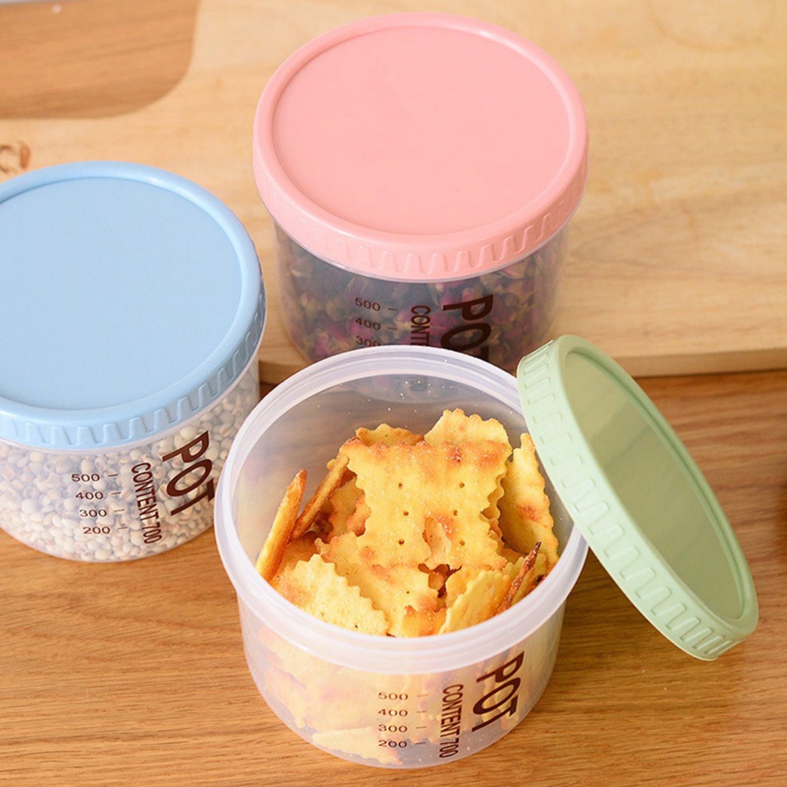 Storage Jars Plastic Material Stackable Transparent Body Large Capacity Rotatable Sealing Cover Airtight Jars with Lids Large Color Random - Image 6