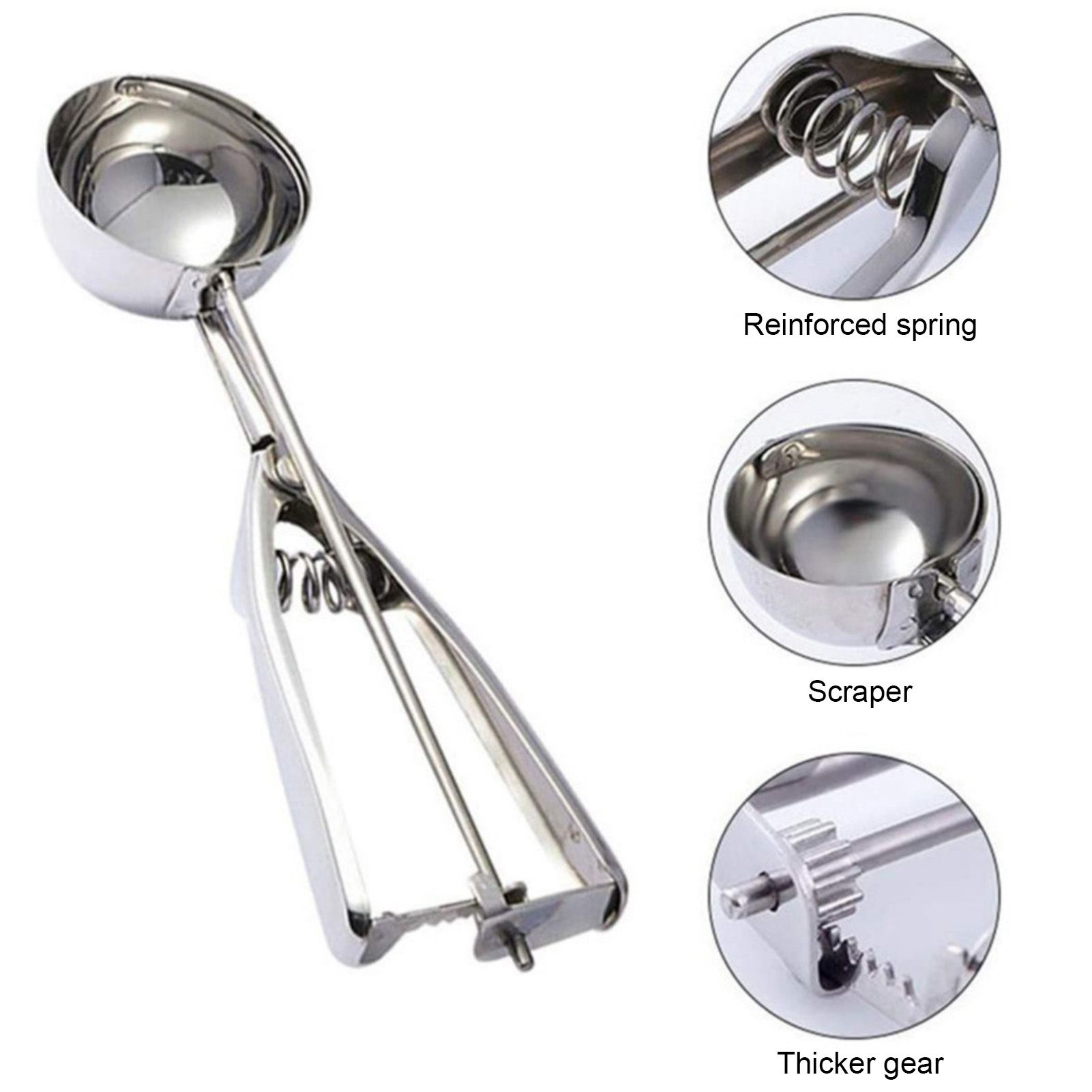 Stainless Steel Ice Cream Scoop Manual Ice Cream Ball Digger Scoop Kitchen Accessories 6cm/2.4in - Image 3