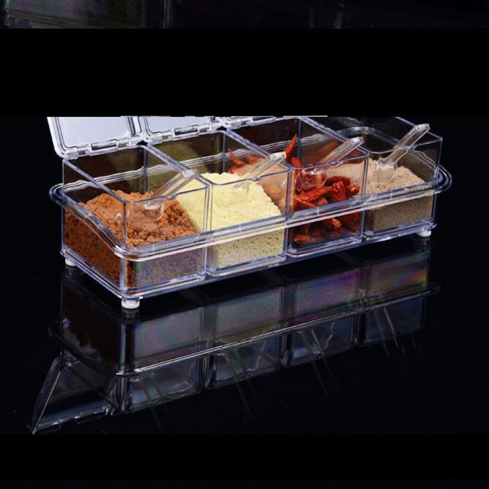 Kitchen Seasoning Jar Set Acrylic Condiment Storage Box Transparent Salt Sugar Spice Jar Set - Image 2