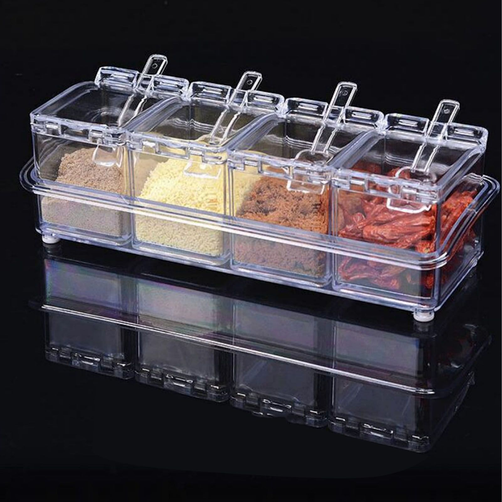 Kitchen Seasoning Jar Set Acrylic Condiment Storage Box Transparent Salt Sugar Spice Jar Set - Image 4