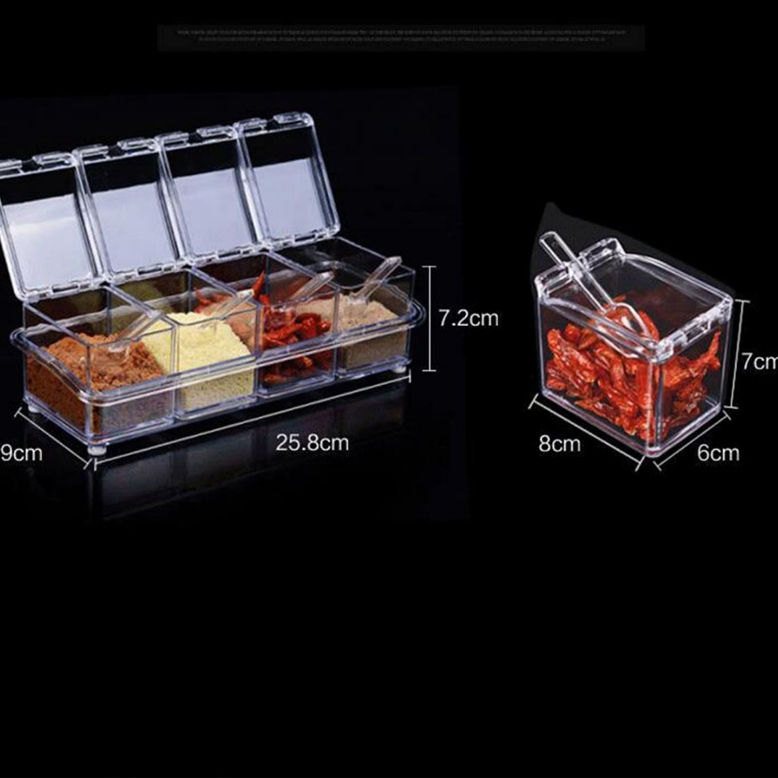 Kitchen Seasoning Jar Set Acrylic Condiment Storage Box Transparent Salt Sugar Spice Jar Set - Image 5
