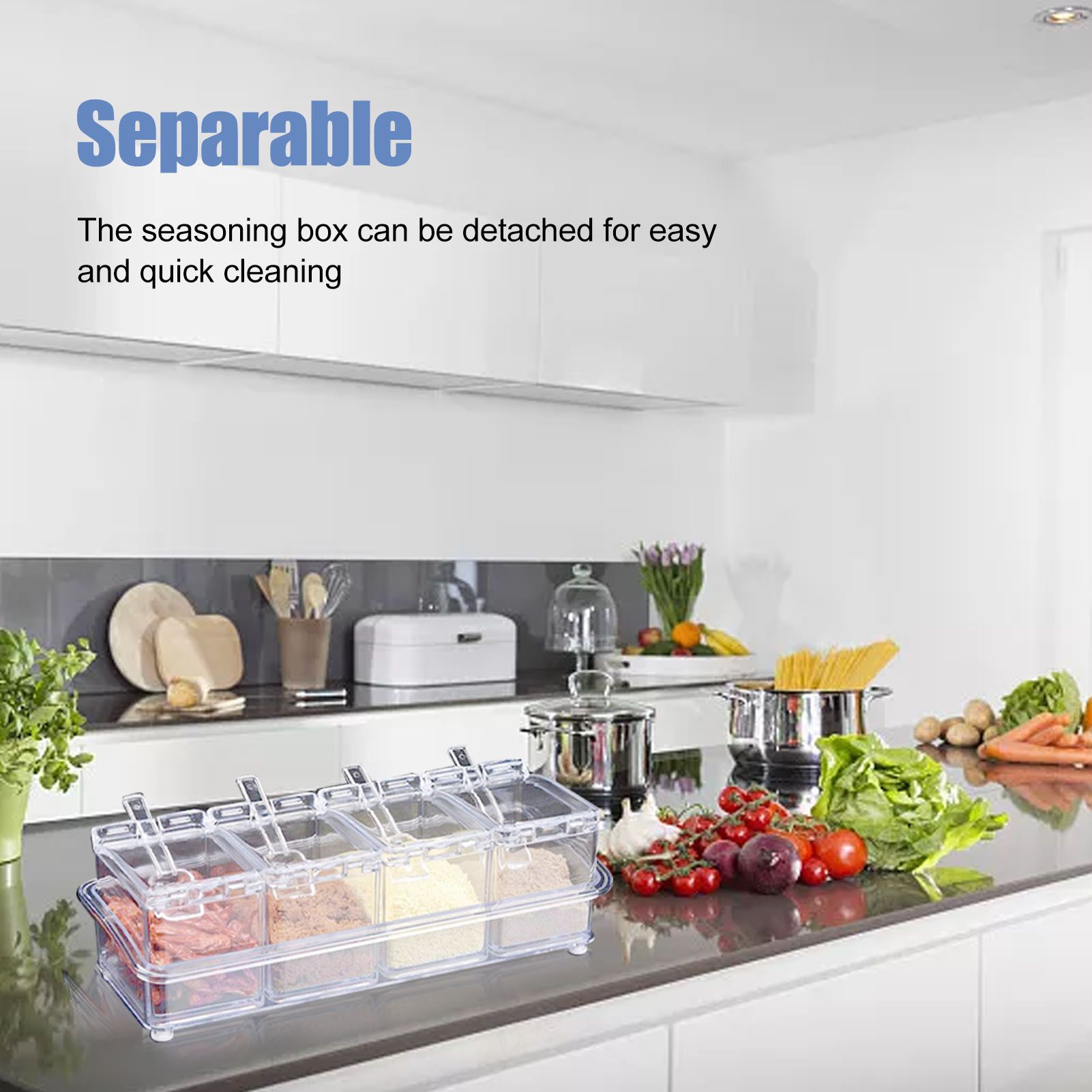 Kitchen Seasoning Jar Set Acrylic Condiment Storage Box Transparent Salt Sugar Spice Jar Set - Image 7