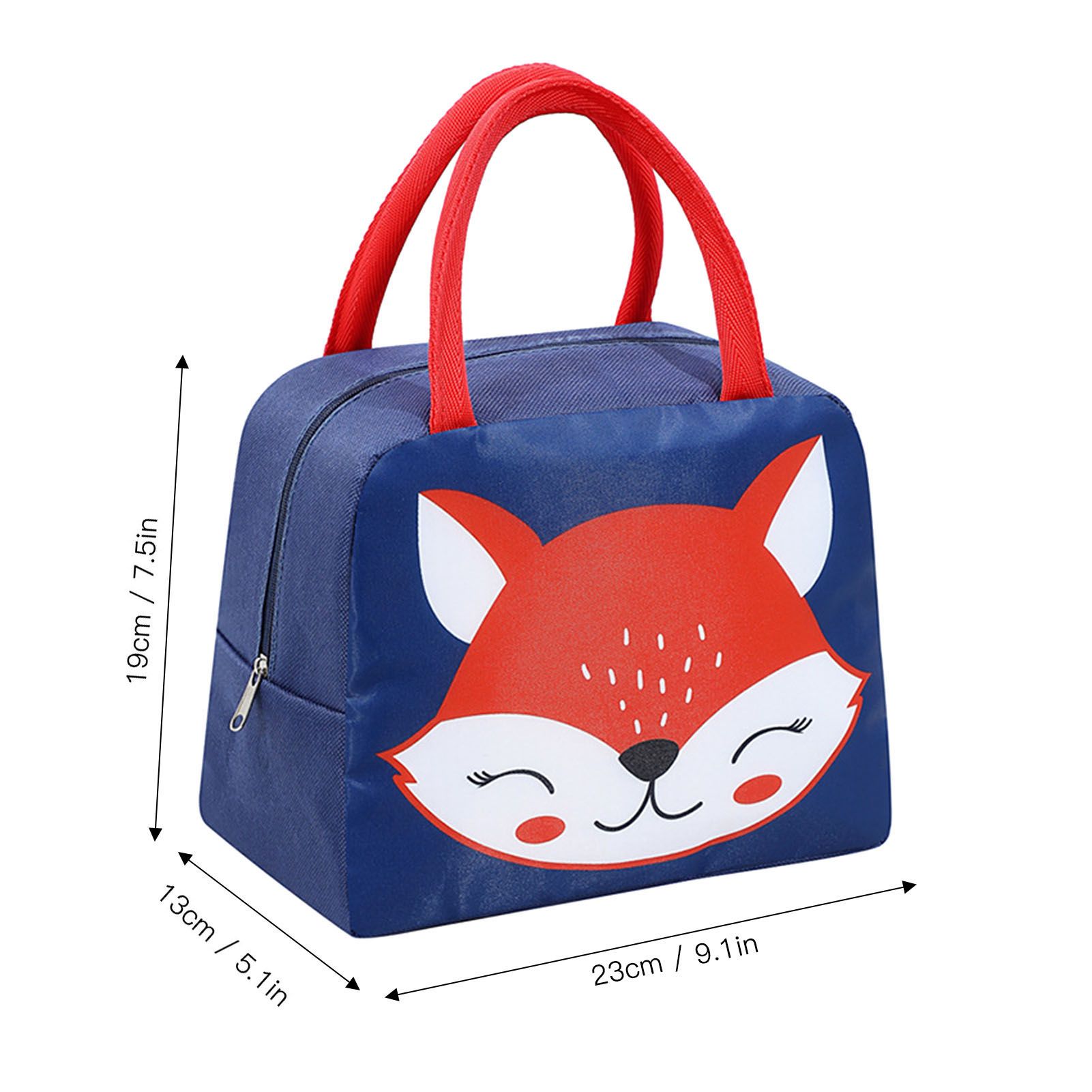Lunch Bag Cute Cartoon Animal Pattern Waterproof Large Capacity Portable Thermal Insulation Lunch Box Bag for Women Men Fox - Image 4