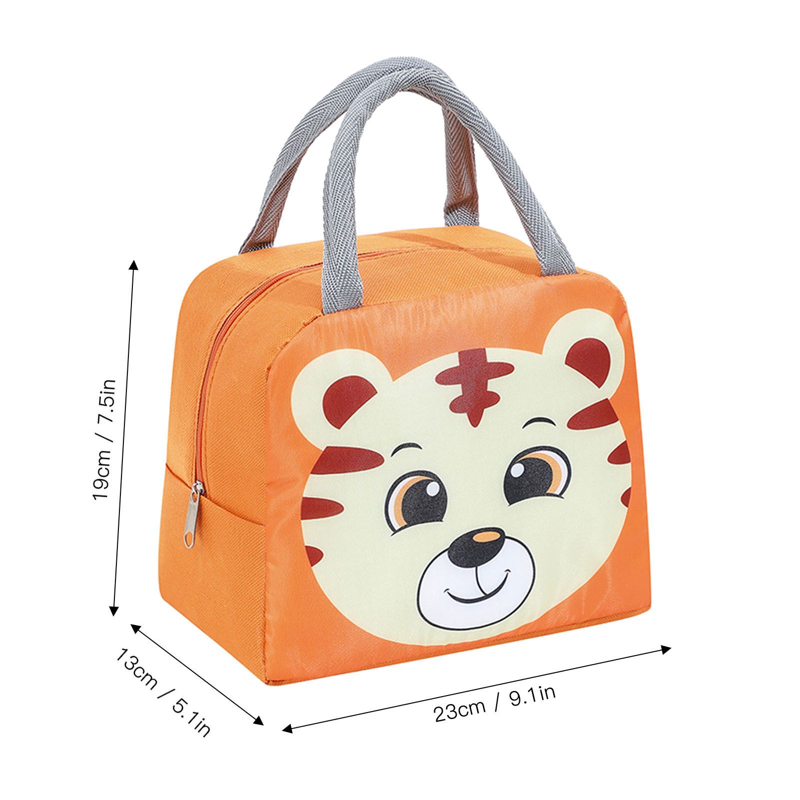 Lunch Bag Cute Cartoon Animal Pattern Waterproof Large Capacity Portable Thermal Insulation Lunch Box Bag for Women Men Tiger - Image 5
