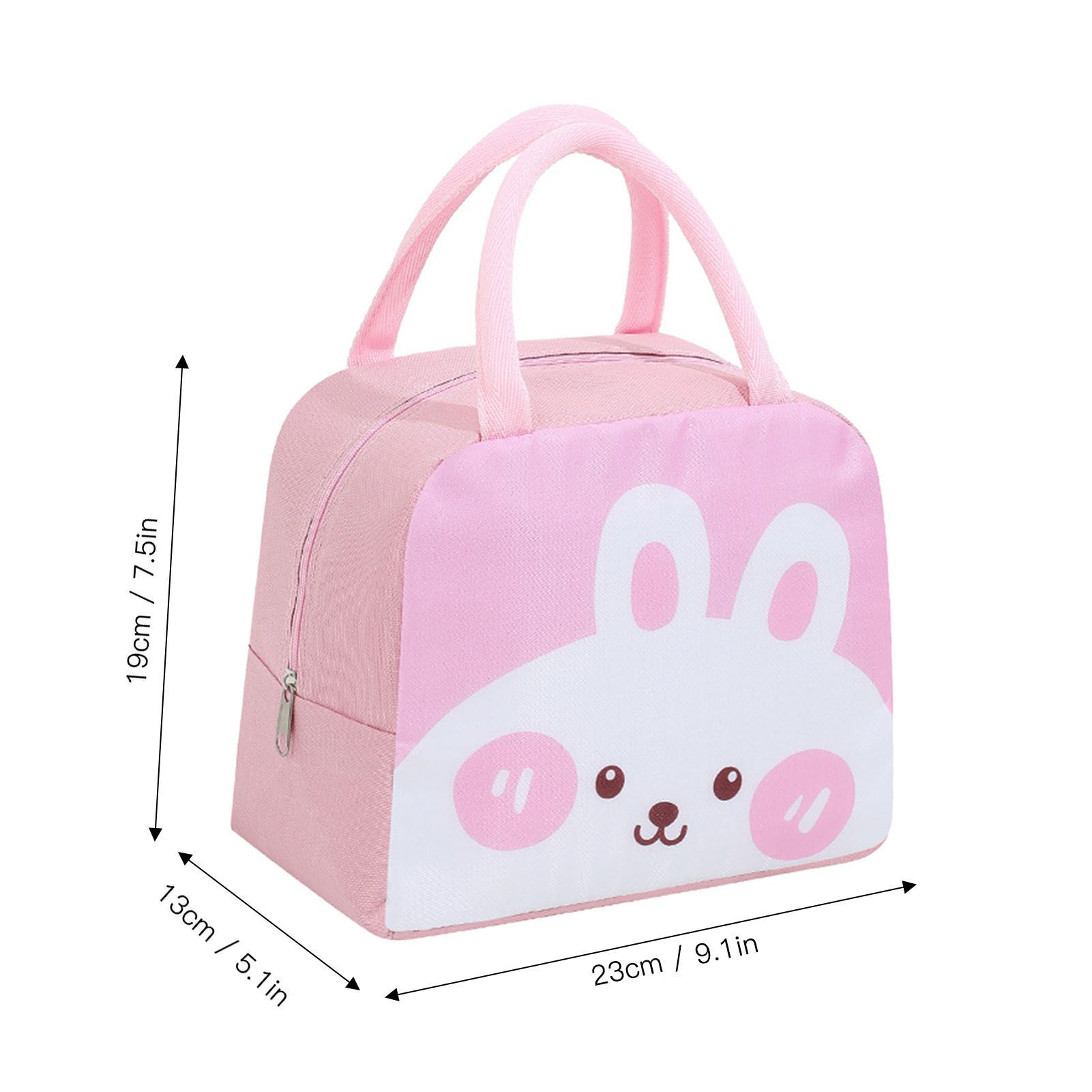 Lunch Bag Cute Cartoon Animal Pattern Waterproof Large Capacity Portable Thermal Insulation Lunch Box Bag for Women Men Rabbit - Image 3