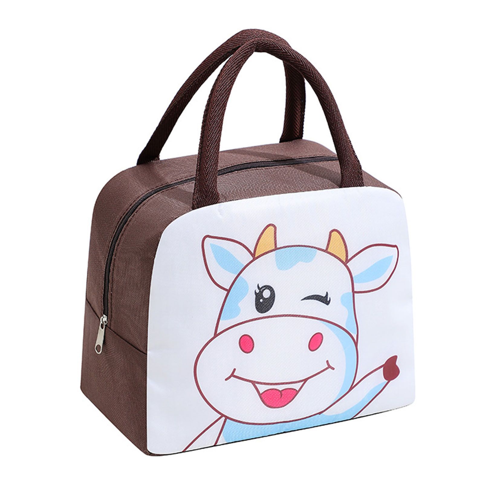 Lunch Bag Cute Cartoon Animal Pattern Waterproof Large Capacity Portable Thermal Insulation Lunch Box Bag for Women Men Cows - Image 1