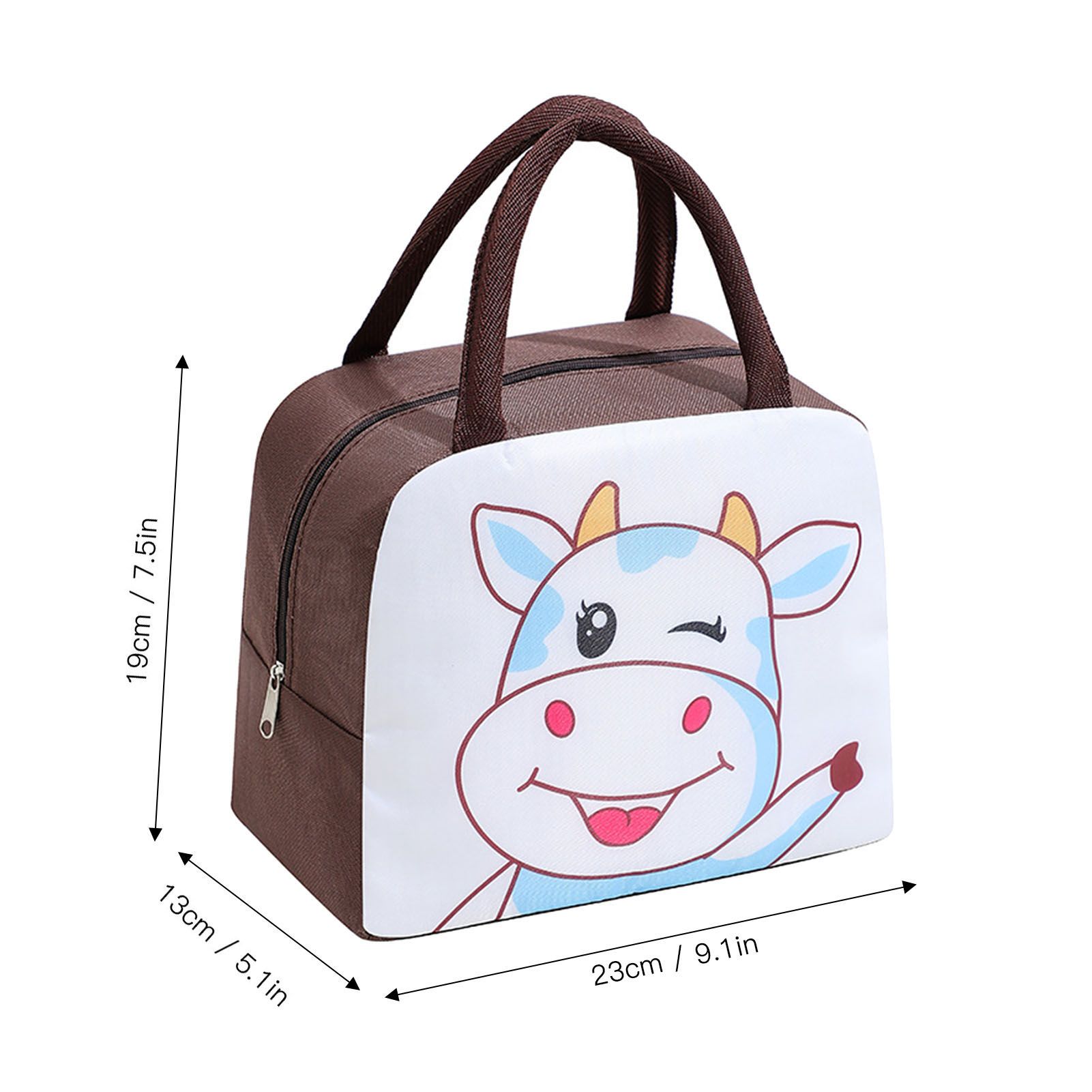 Lunch Bag Cute Cartoon Animal Pattern Waterproof Large Capacity Portable Thermal Insulation Lunch Box Bag for Women Men Cows - Image 4