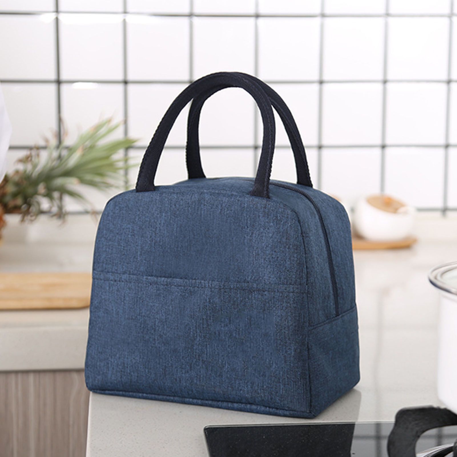 Tote Lunch Bag Reusable Insulated Cooler High Capacity Waterproof for Men Women Work Picnic Beach Dark Blue - Image 2