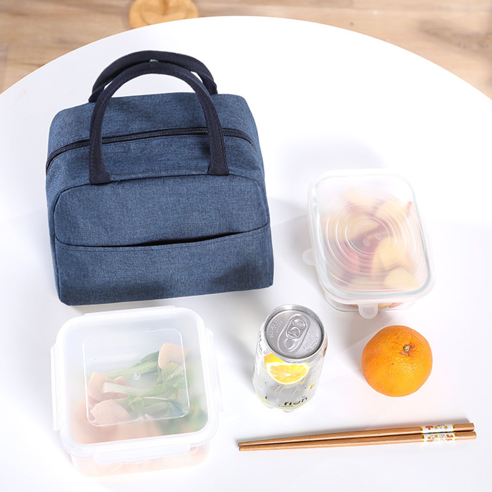 Tote Lunch Bag Reusable Insulated Cooler High Capacity Waterproof for Men Women Work Picnic Beach Dark Blue - Image 3