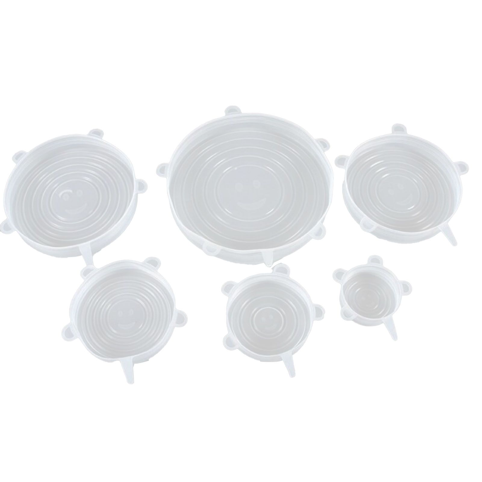 6 Pcs Silicone Stretch Lids High Temperature Resistance Round Reusable Silicone Lids for Refrigerator Microwave Oven Silicone Cover 6 Pcs - Image 1