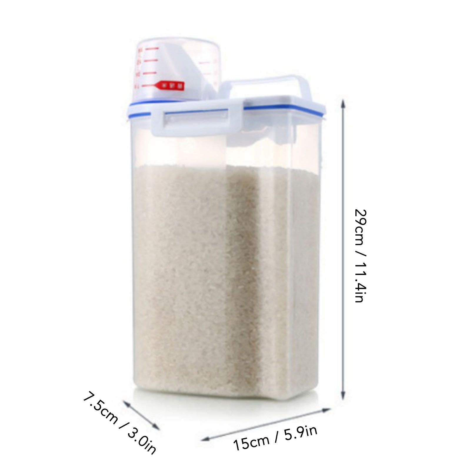 Rice Container Portable Compact 2kg Capacity Box Design Food Grade PP Plastic Airtight Food Storage Container Transparent Color - Image 3