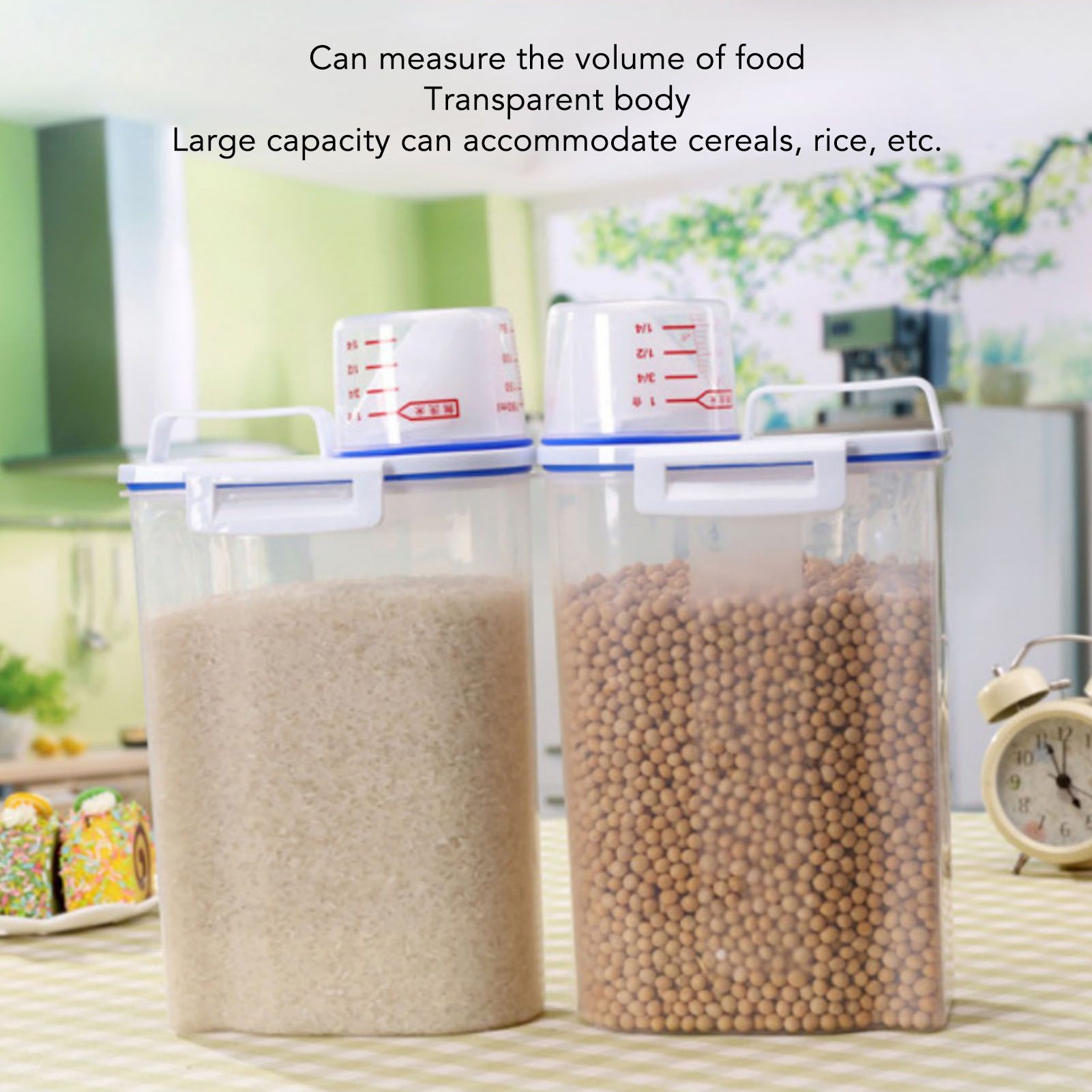 Rice Container Portable Compact 2kg Capacity Box Design Food Grade PP Plastic Airtight Food Storage Container Transparent Color - Image 4