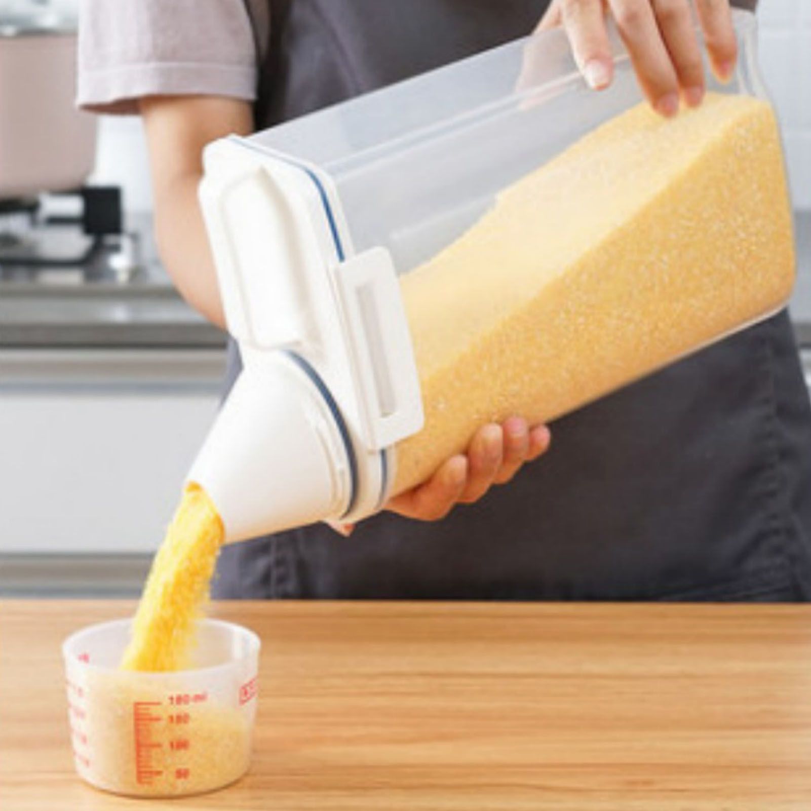 Rice Container Portable Compact 2kg Capacity Box Design Food Grade PP Plastic Airtight Food Storage Container Transparent Color - Image 7