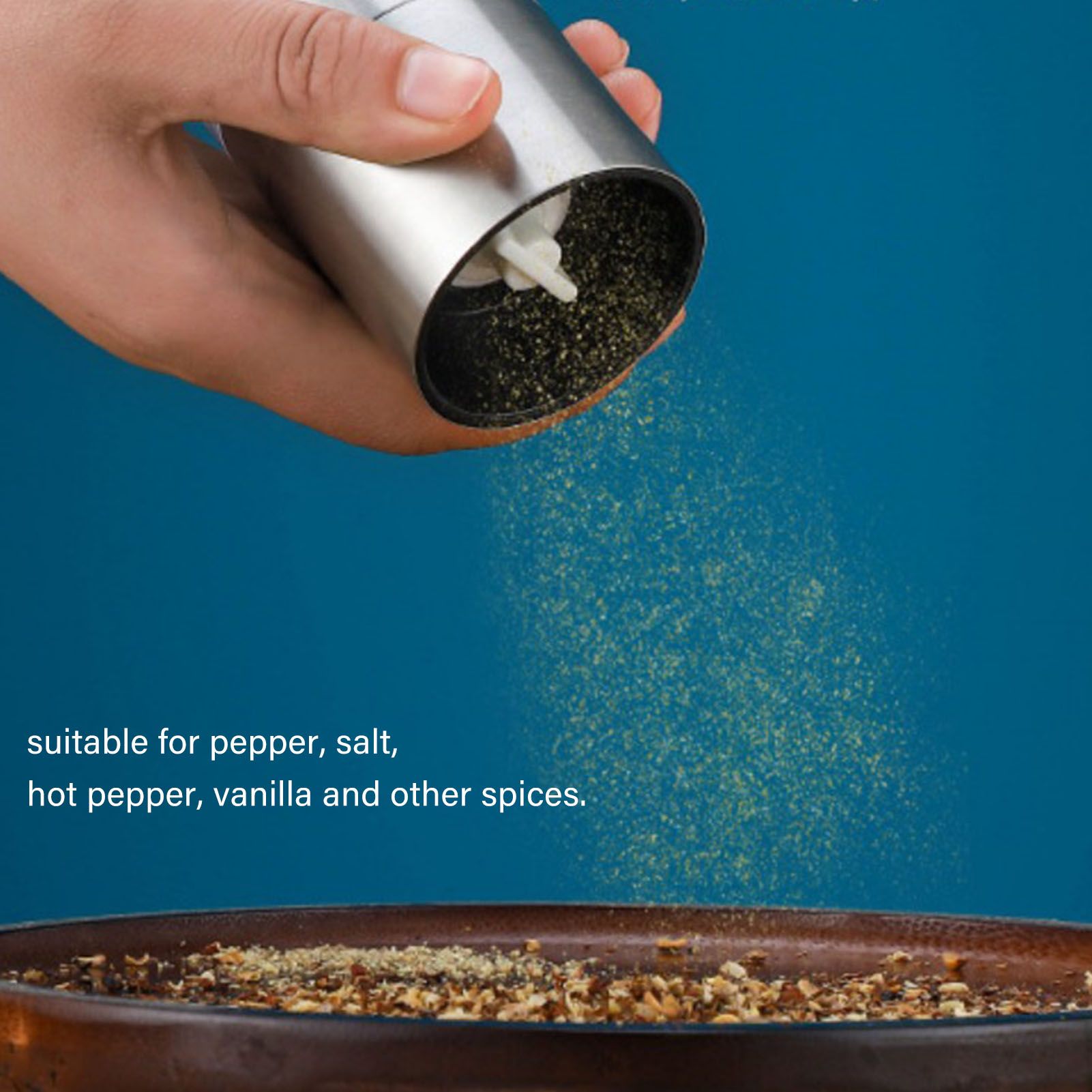 Salt and Pepper Grinder Stainless Steel Dual Head Adjustable Grind Size Manual Spice Grinder for Home Kitchen Grinder - Image 6