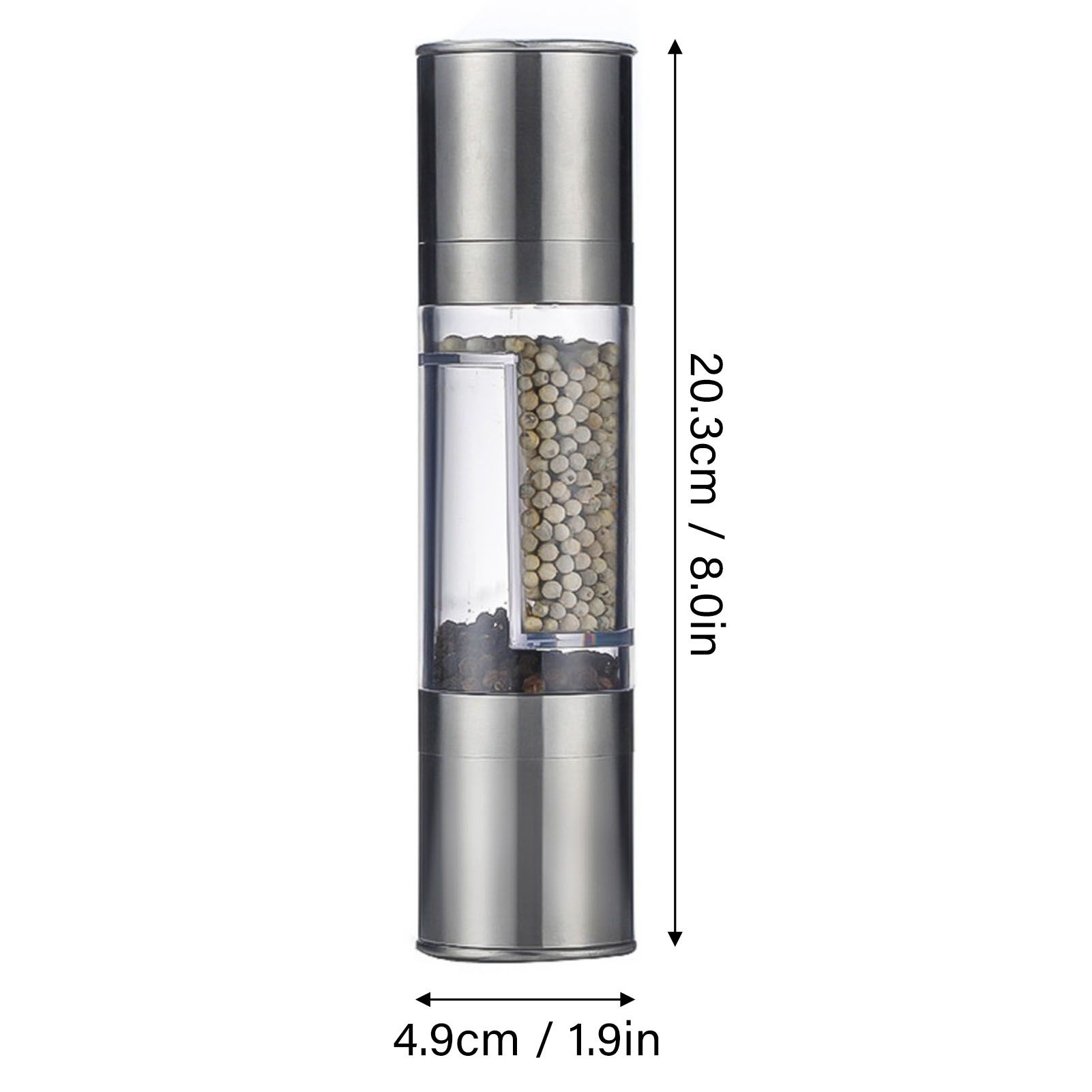 Salt and Pepper Grinder Stainless Steel Dual Head Adjustable Grind Size Manual Spice Grinder for Home Kitchen Grinder - Image 7