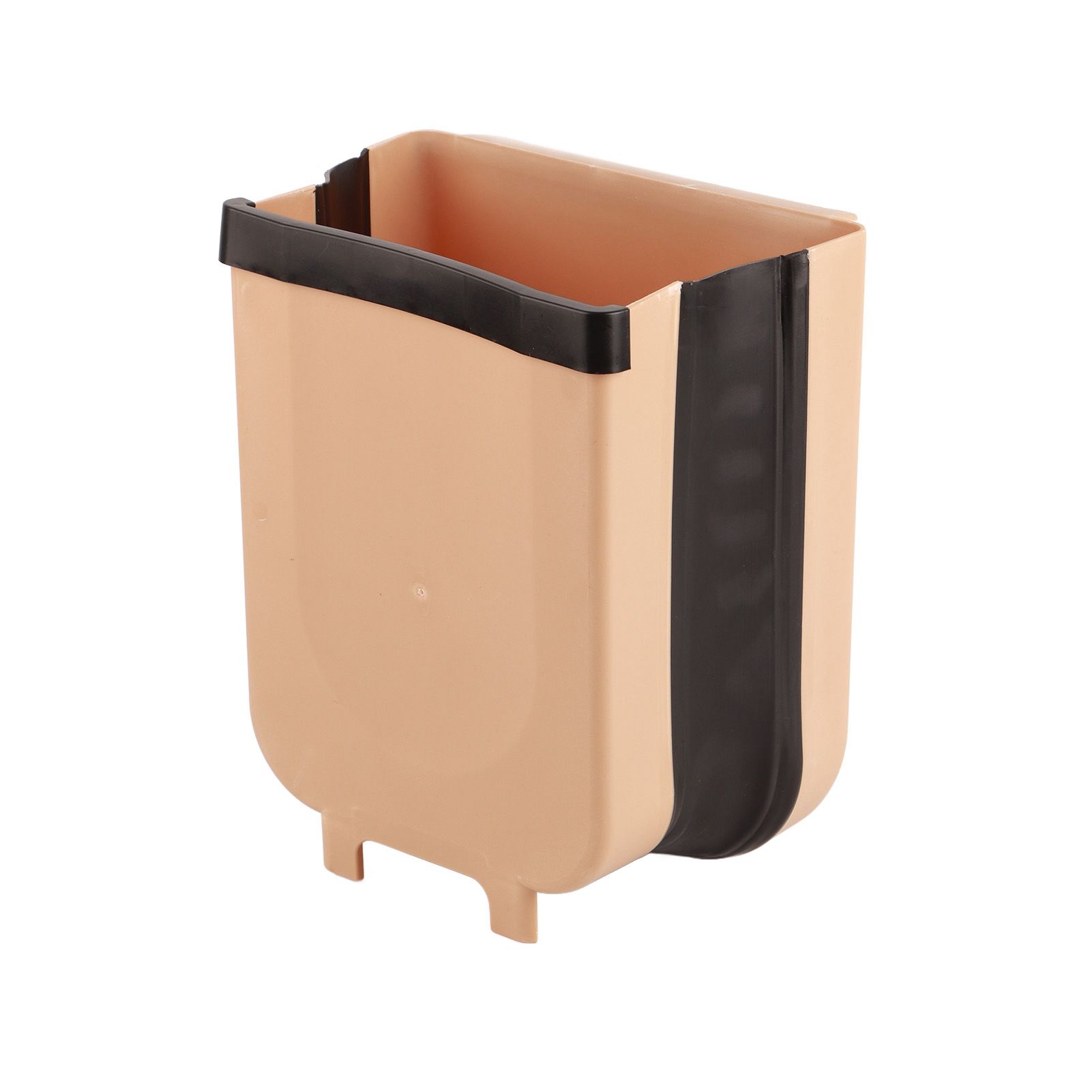 Collapsible Hanging Kitchen Waste Bin 9L Plastic Kitchen Folding Trash Can with Fixing Bracket for Bedroom Office Coffee - Image 3