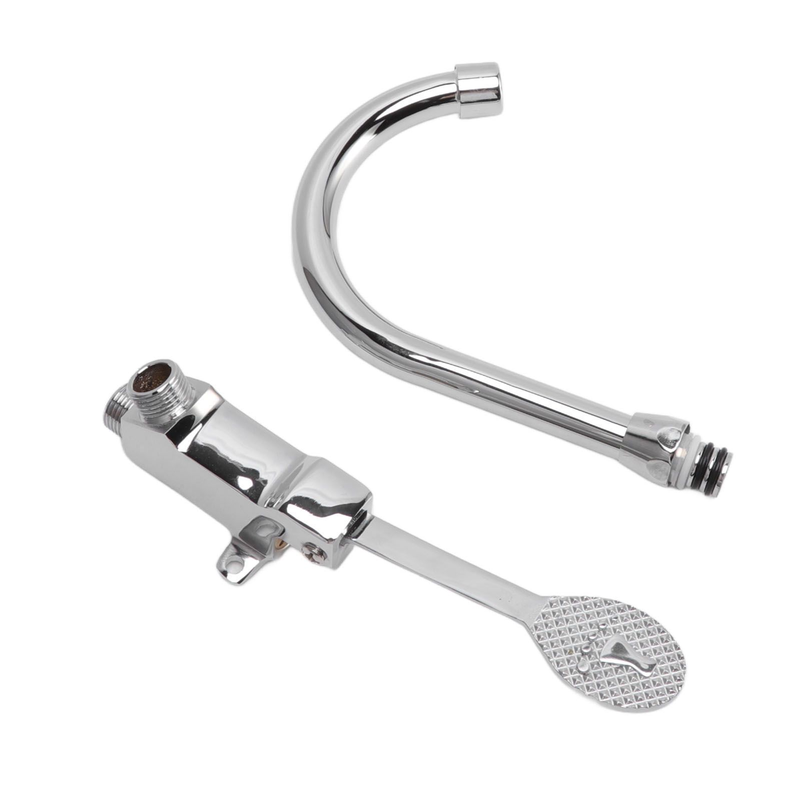 Foot Pedal Faucet Set Stainless Steel Hands Free Silver Touchless Floor Mount Foot Control Water Tap Kit - Image 2