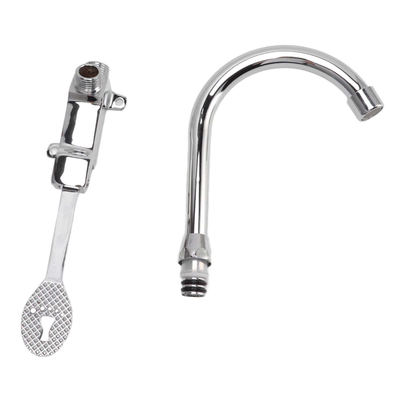 Foot Pedal Faucet Set Stainless Steel Hands Free Silver Touchless Floor Mount Foot Control Water Tap Kit - Image 3