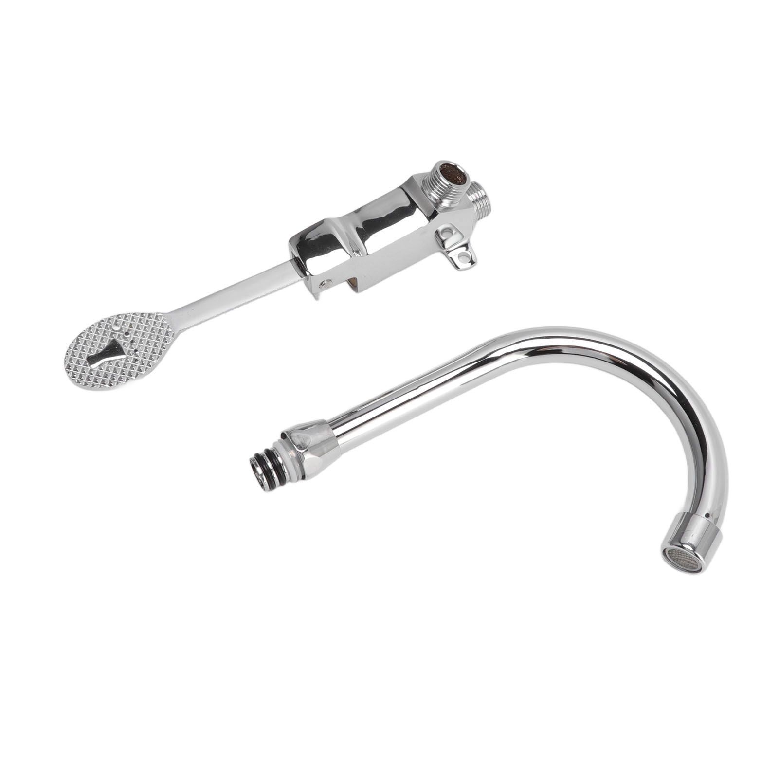 Foot Pedal Faucet Set Stainless Steel Hands Free Silver Touchless Floor Mount Foot Control Water Tap Kit - Image 4