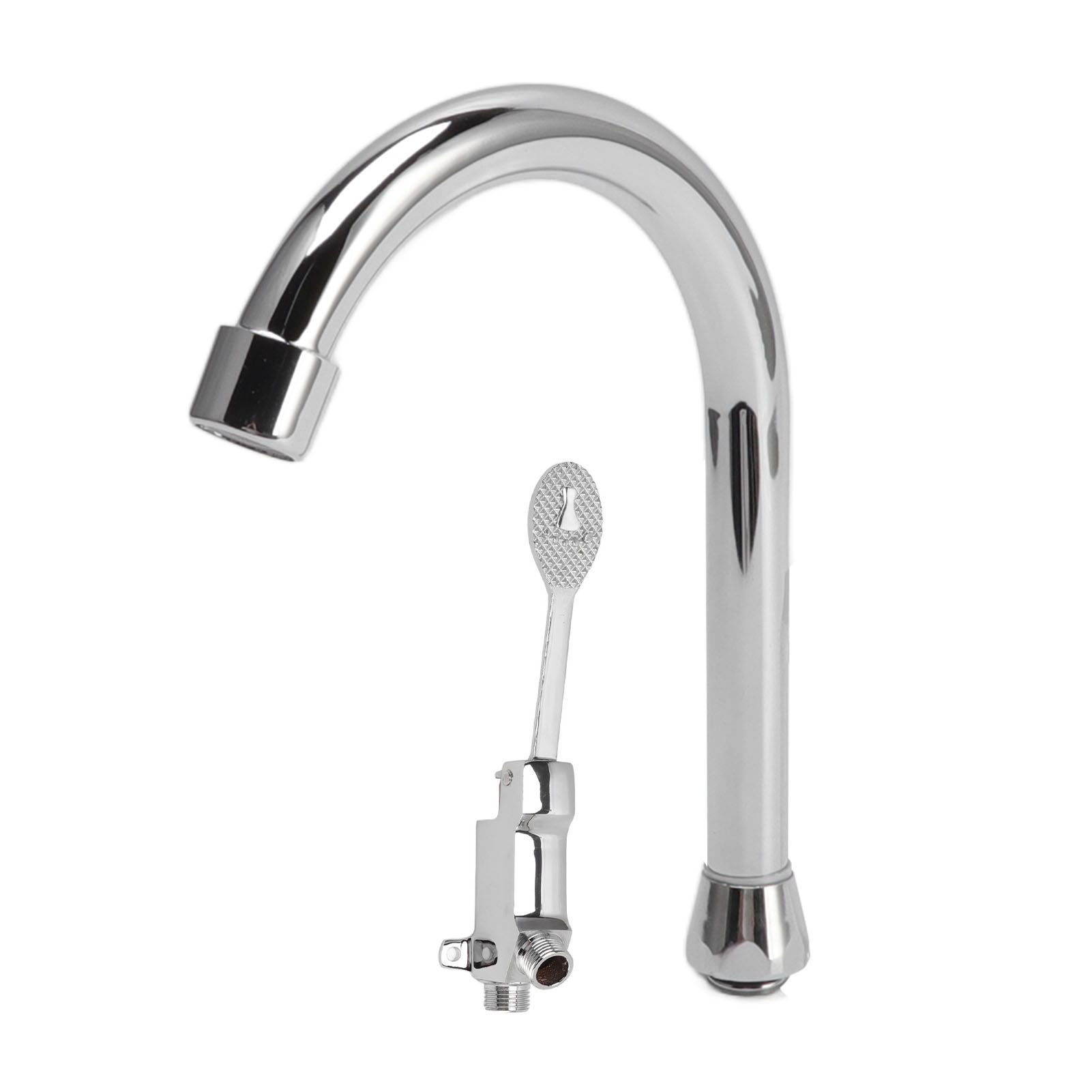 Foot Pedal Faucet Set Stainless Steel Hands Free Silver Touchless Floor Mount Foot Control Water Tap Kit - Image 6