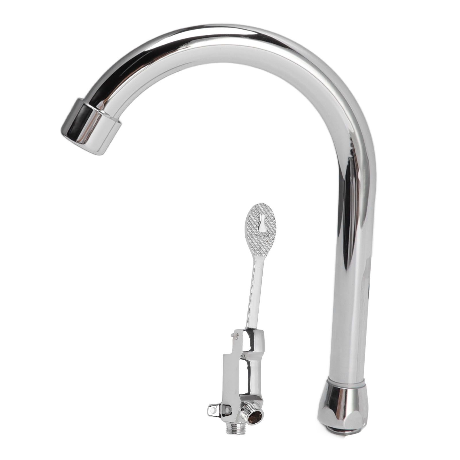 Foot Pedal Faucet Set Stainless Steel Hands Free Silver Touchless Floor Mount Foot Control Water Tap Kit - Image 7