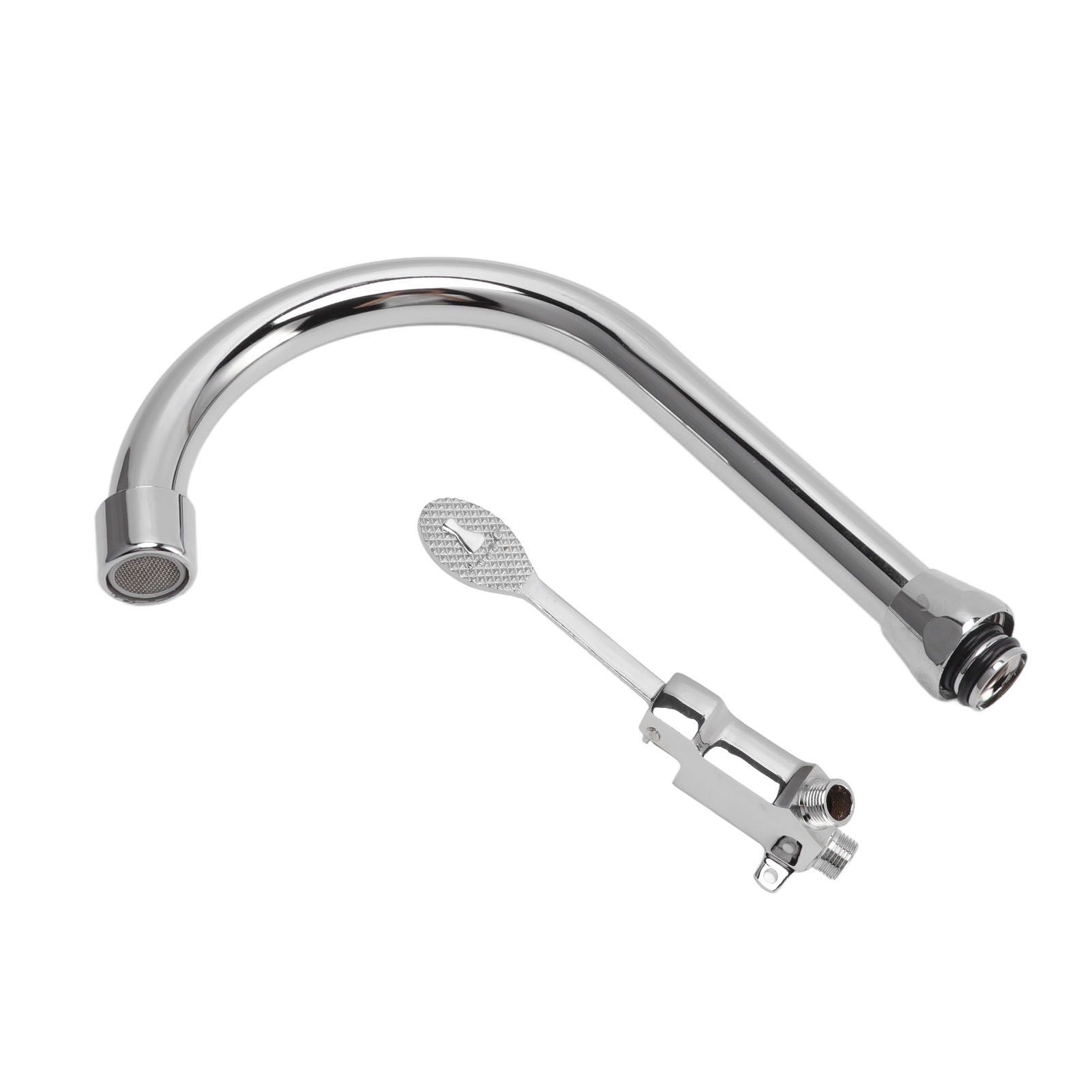 Foot Pedal Faucet Set Stainless Steel Hands Free Silver Touchless Floor Mount Foot Control Water Tap Kit - Image 8