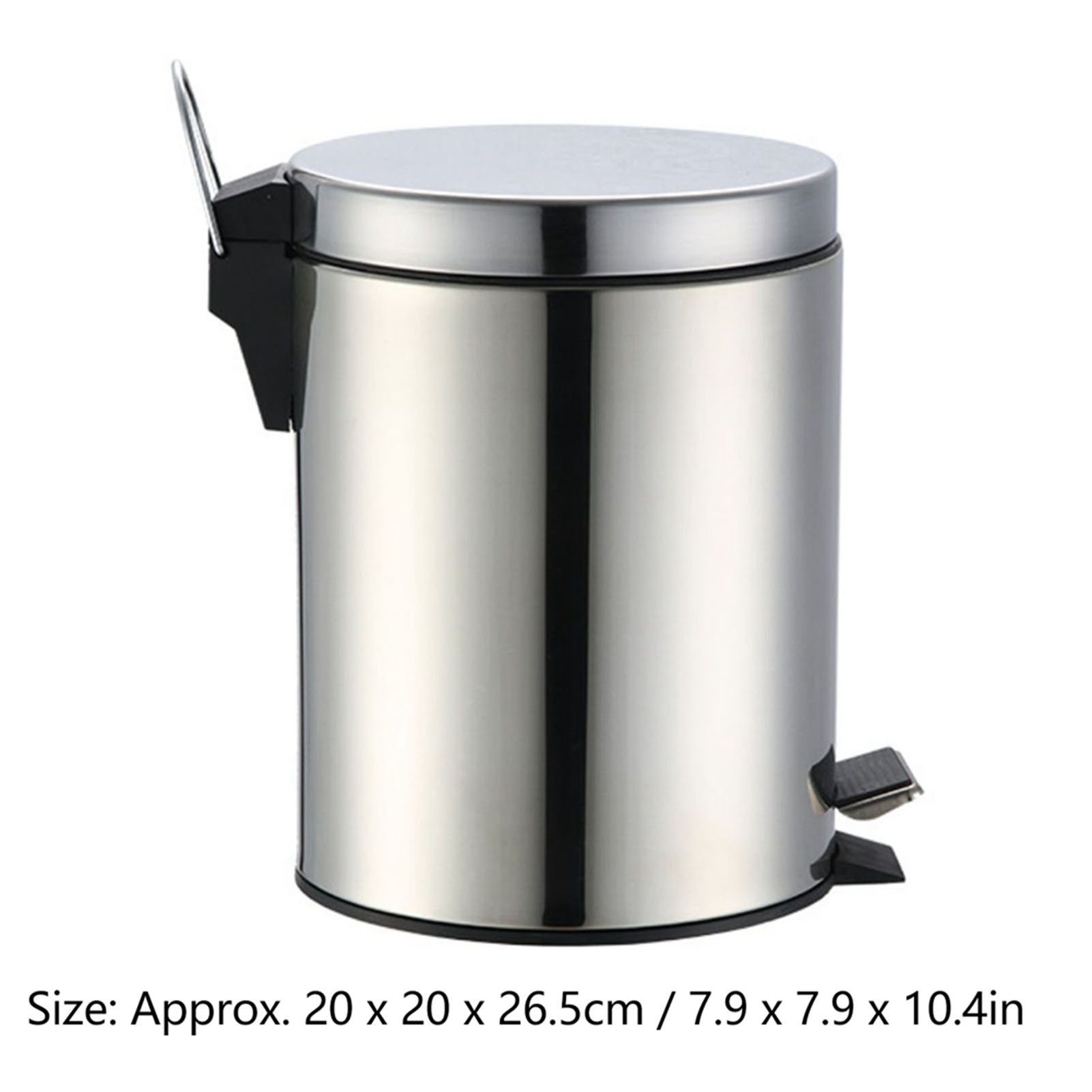 Stainless Steel Trash Can Silent Ergonomic Handle Kitchen Garbage Can with Antislip Footrest for Bedroom Living Room 5L - Image 2