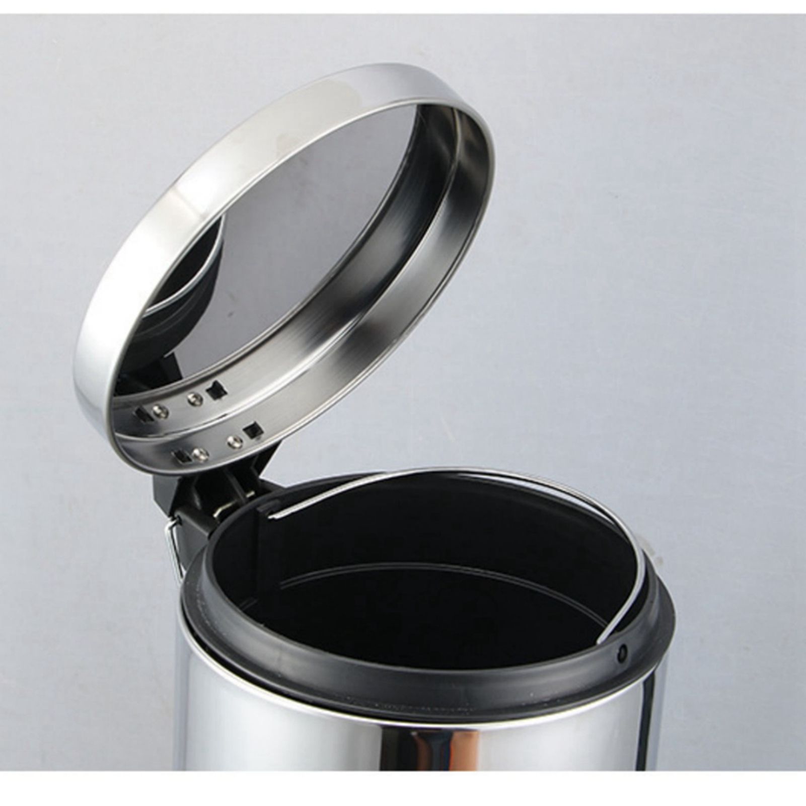 Stainless Steel Trash Can Silent Ergonomic Handle Kitchen Garbage Can with Antislip Footrest for Bedroom Living Room 5L - Image 5