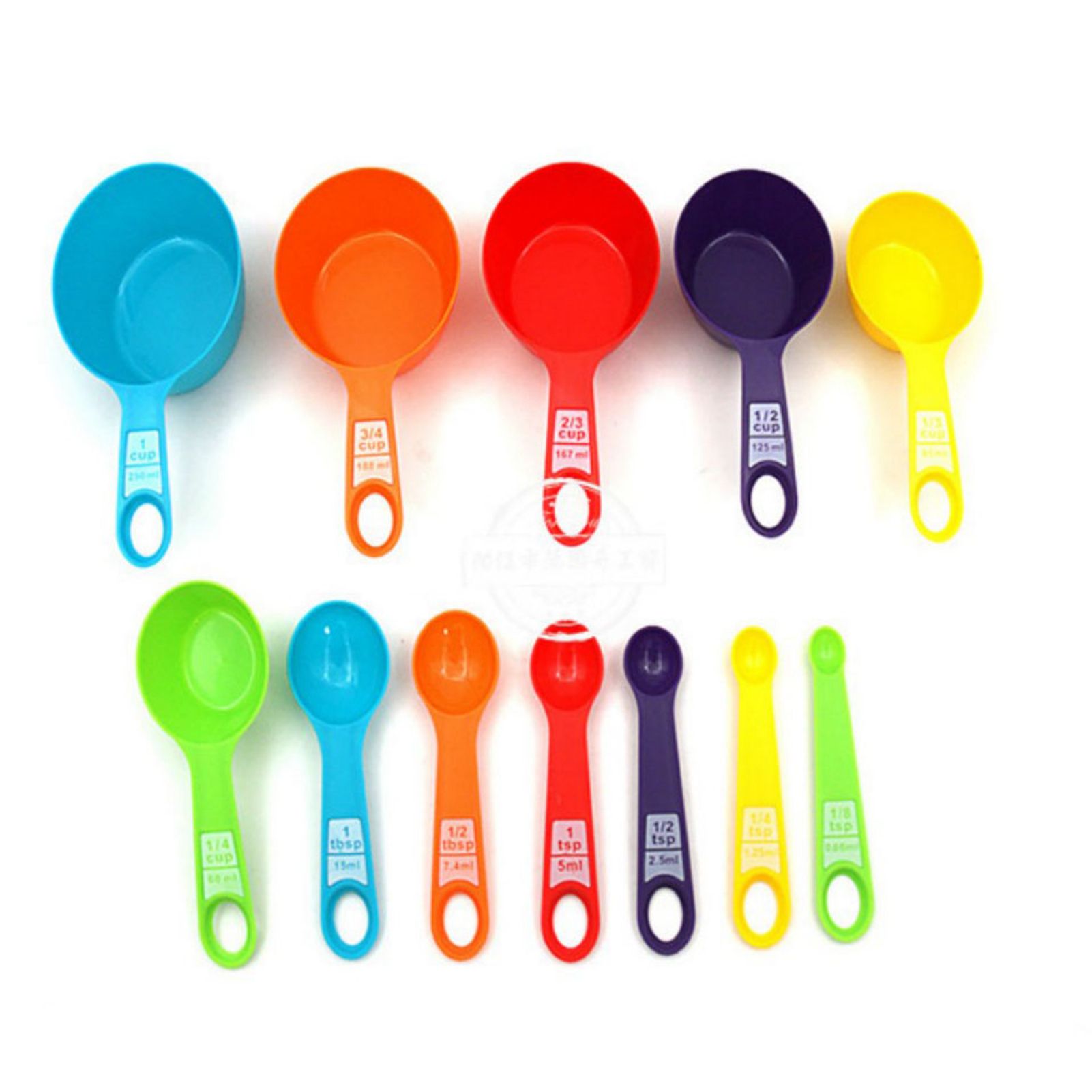 12Pcs Colorful Measure Cups and Spoons Set Safe Healthy Easy Storage DIY Stackable Nesting Kitchen Measuring Tools Random Color 12 Pieces - Image 1