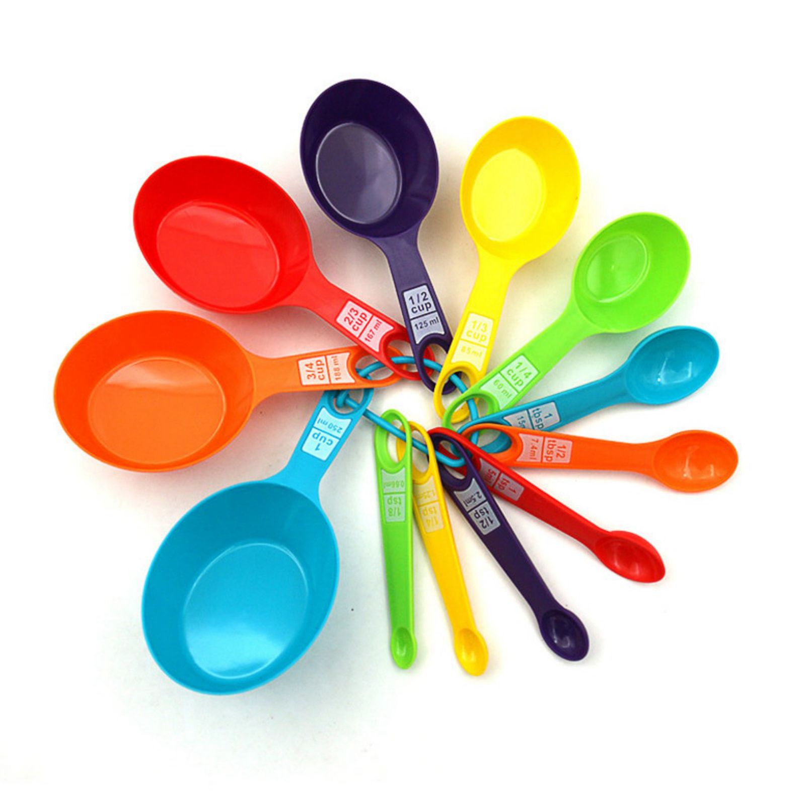 12Pcs Colorful Measure Cups and Spoons Set Safe Healthy Easy Storage DIY Stackable Nesting Kitchen Measuring Tools Random Color 12 Pieces - Image 2