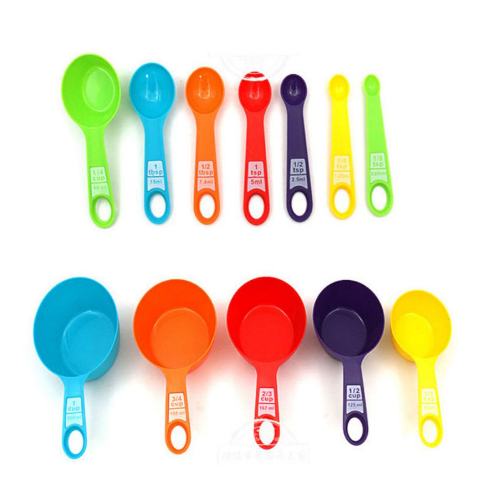 12Pcs Colorful Measure Cups and Spoons Set Safe Healthy Easy Storage DIY Stackable Nesting Kitchen Measuring Tools Random Color 12 Pieces - Image 3