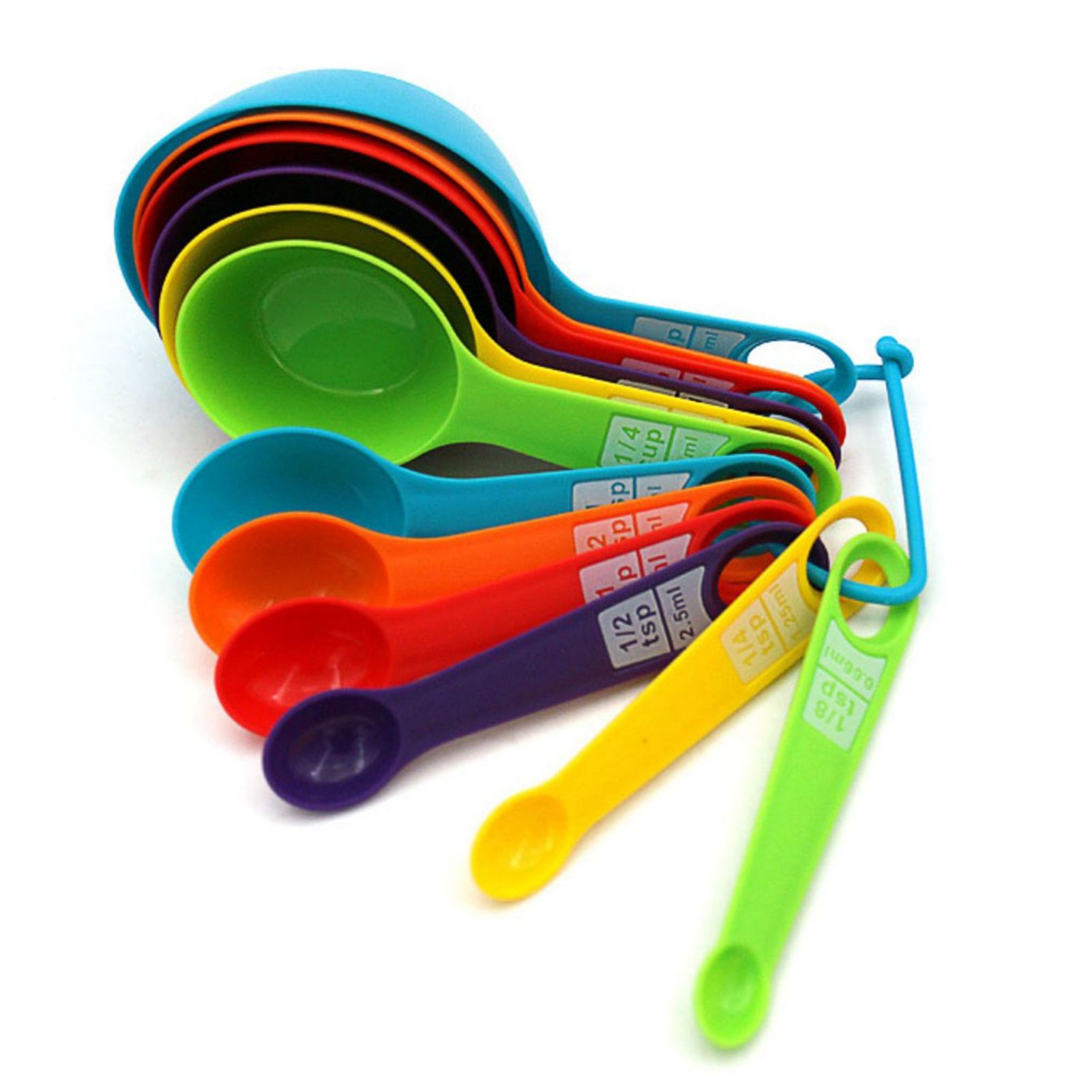 12Pcs Colorful Measure Cups and Spoons Set Safe Healthy Easy Storage DIY Stackable Nesting Kitchen Measuring Tools Random Color 12 Pieces - Image 5
