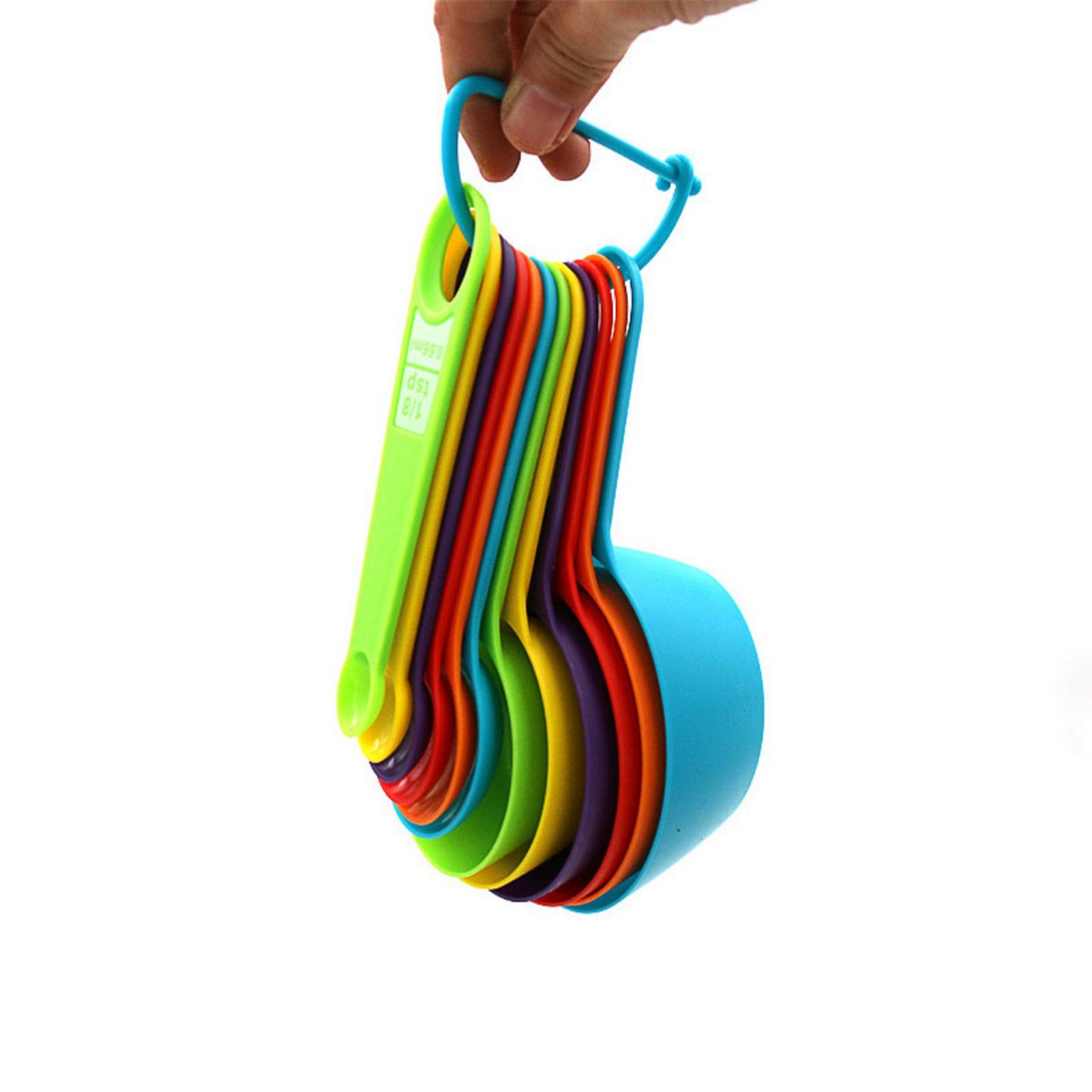 12Pcs Colorful Measure Cups and Spoons Set Safe Healthy Easy Storage DIY Stackable Nesting Kitchen Measuring Tools Random Color 12 Pieces - Image 6