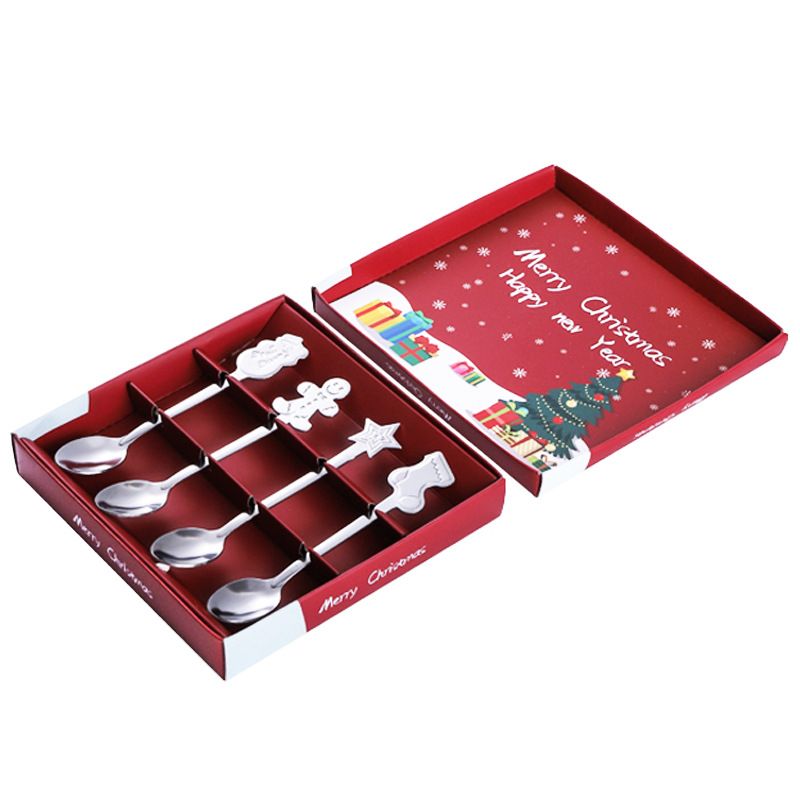 Coffee Spoon Set Stainless Steel Dessert Cake Spoon for Christmas Gifts Family Friends Silver - Image 1