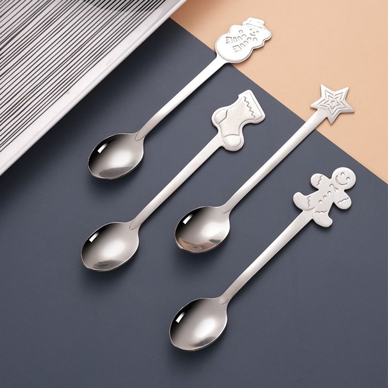 Coffee Spoon Set Stainless Steel Dessert Cake Spoon for Christmas Gifts Family Friends Silver - Image 2