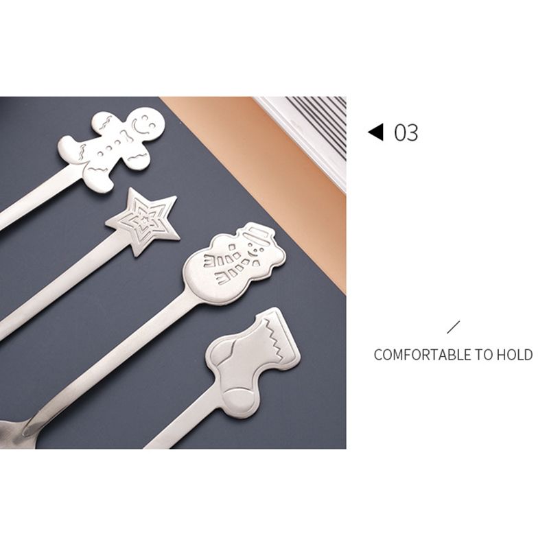 Coffee Spoon Set Stainless Steel Dessert Cake Spoon for Christmas Gifts Family Friends Silver - Image 3