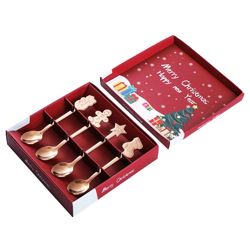 Coffee Spoon Set Stainless Steel Dessert Cake Spoon for Christmas Gifts Family Friends Rose Gold - Image 1