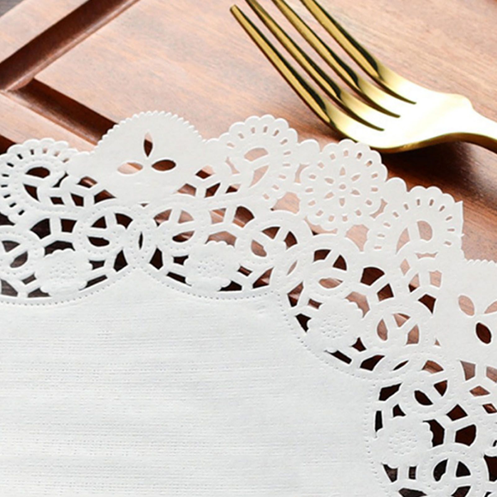 150pcs White Lace Round Paper Doilies Disposable Hollow Flower Oil Absorbing Paper for Fried Food Pizza Desserts Cake 150pcs Oil Absorbing Paper - Image 5
